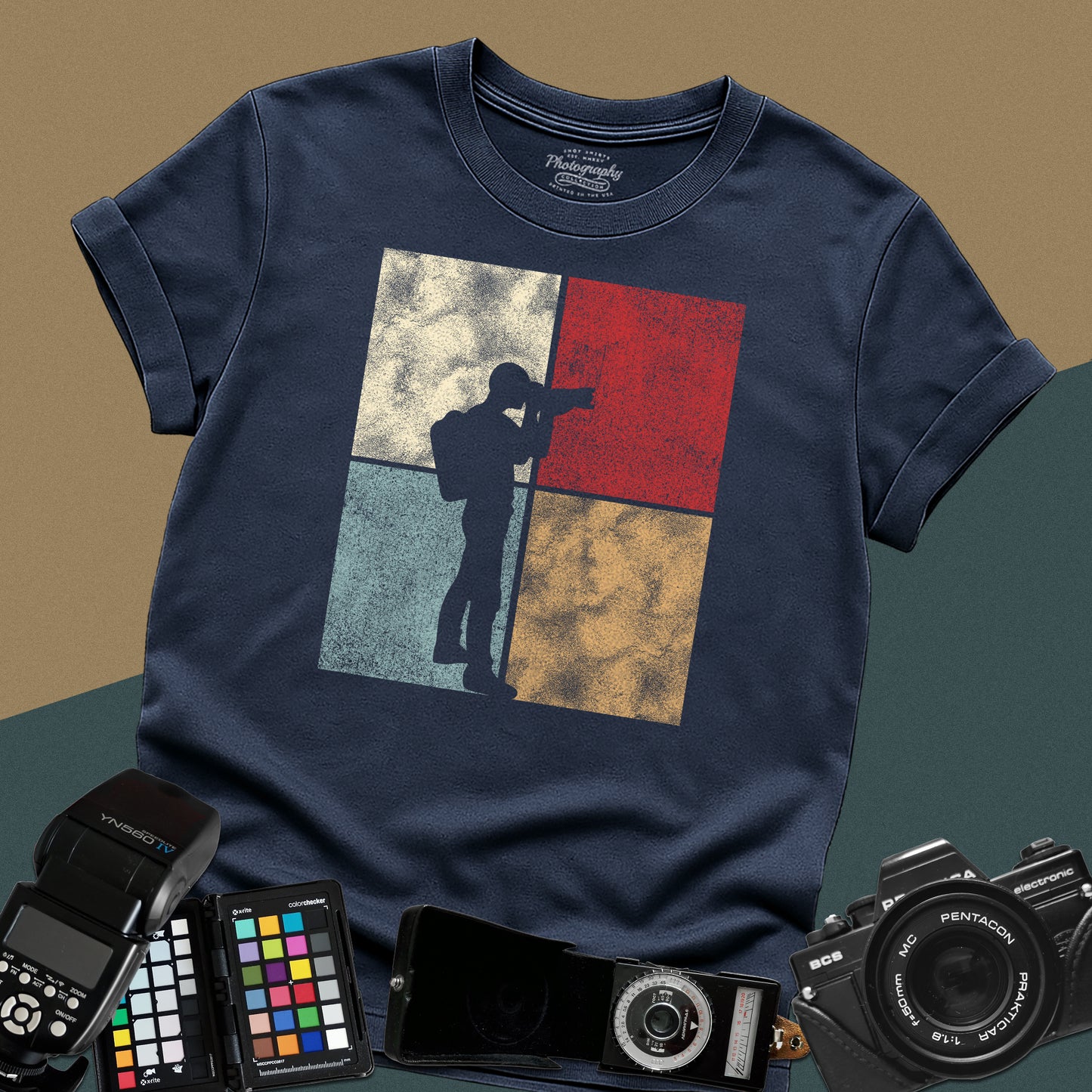 0025. Colored Silhouette Of A Photographer Unisex T-Shirt