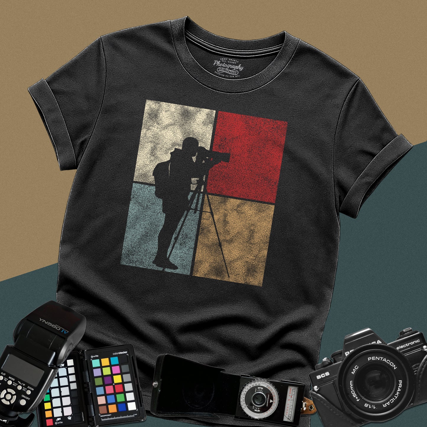 0026. Colored Silhouette Of A Photographer Unisex T-Shirt