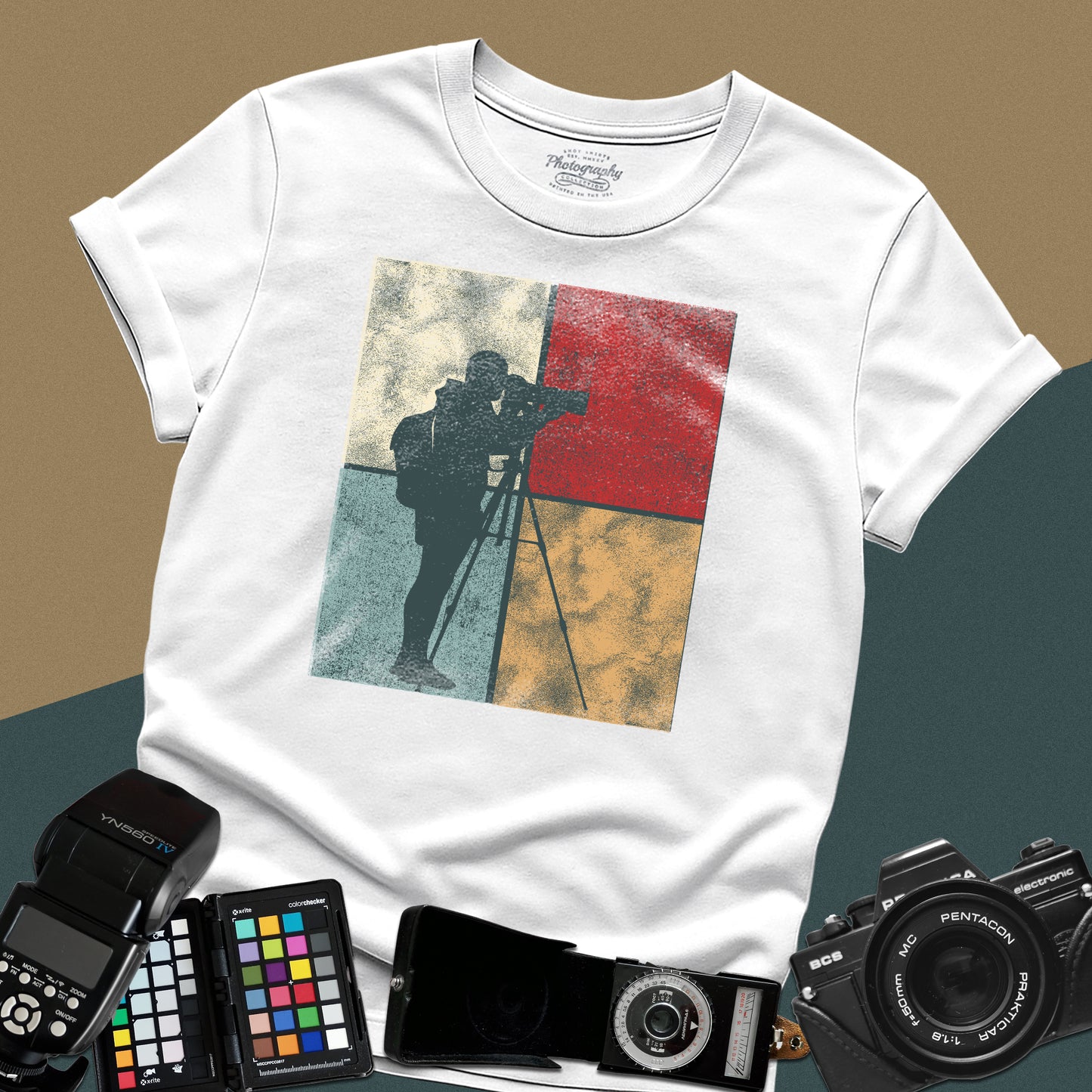0026. Colored Silhouette Of A Photographer Unisex T-Shirt