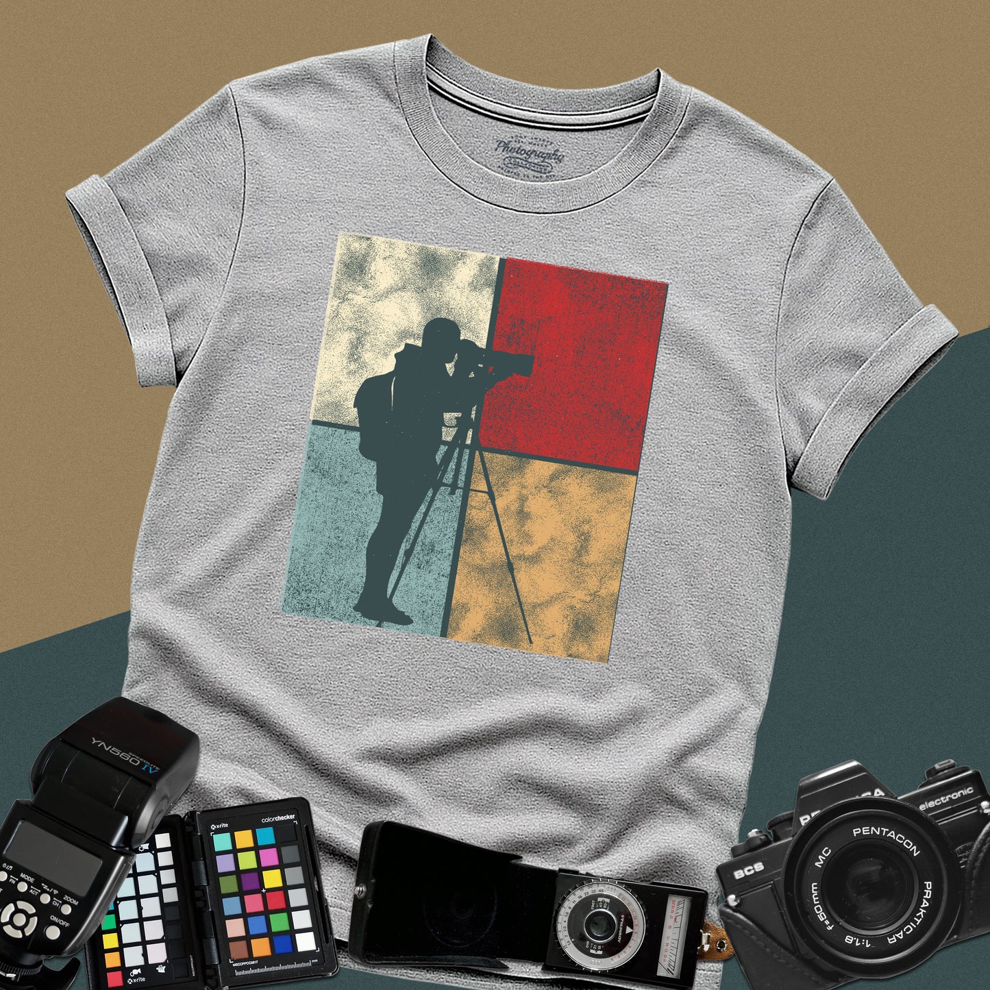 0026. Colored Silhouette Of A Photographer Unisex T-Shirt
