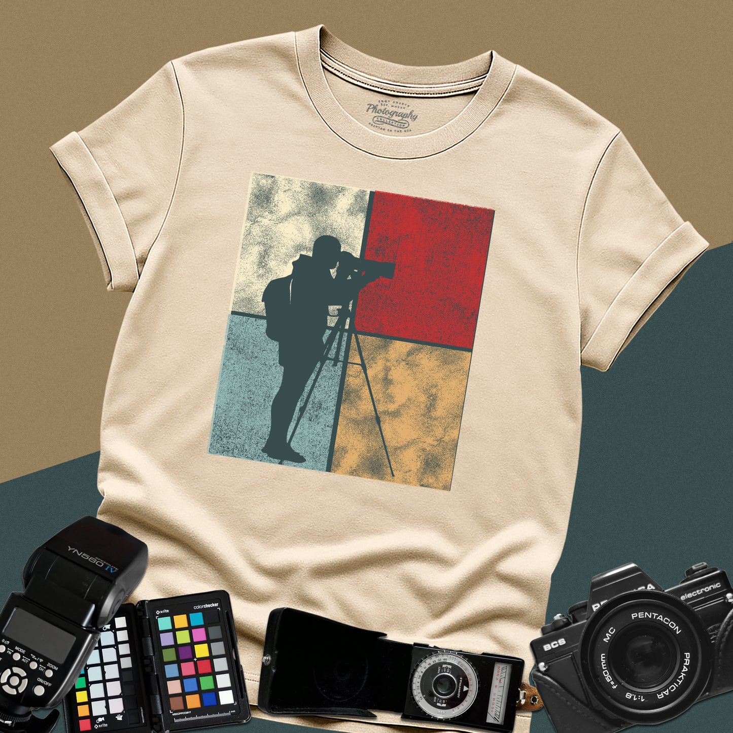 0026. Colored Silhouette Of A Photographer Unisex T-Shirt