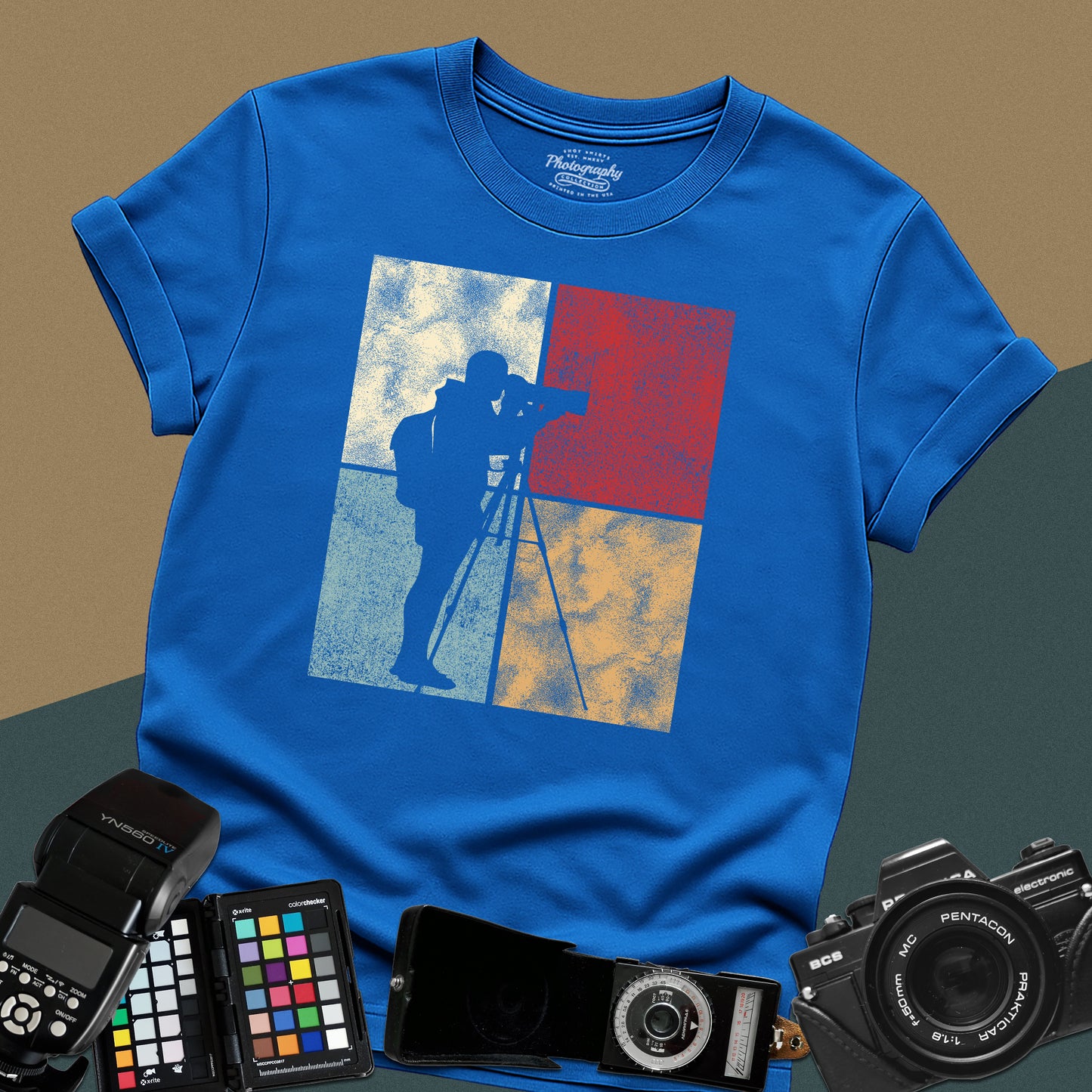 0026. Colored Silhouette Of A Photographer Unisex T-Shirt