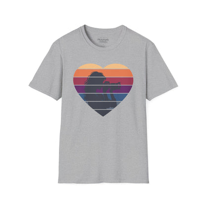 0044. Girl Photographer Silhouette Retro Sunset Heart Unisex T-Shirt