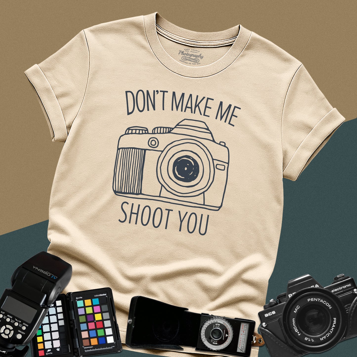 0046. Don't Make Me Shoot You Comic Drawn Photo Camera Unisex T-Shirt