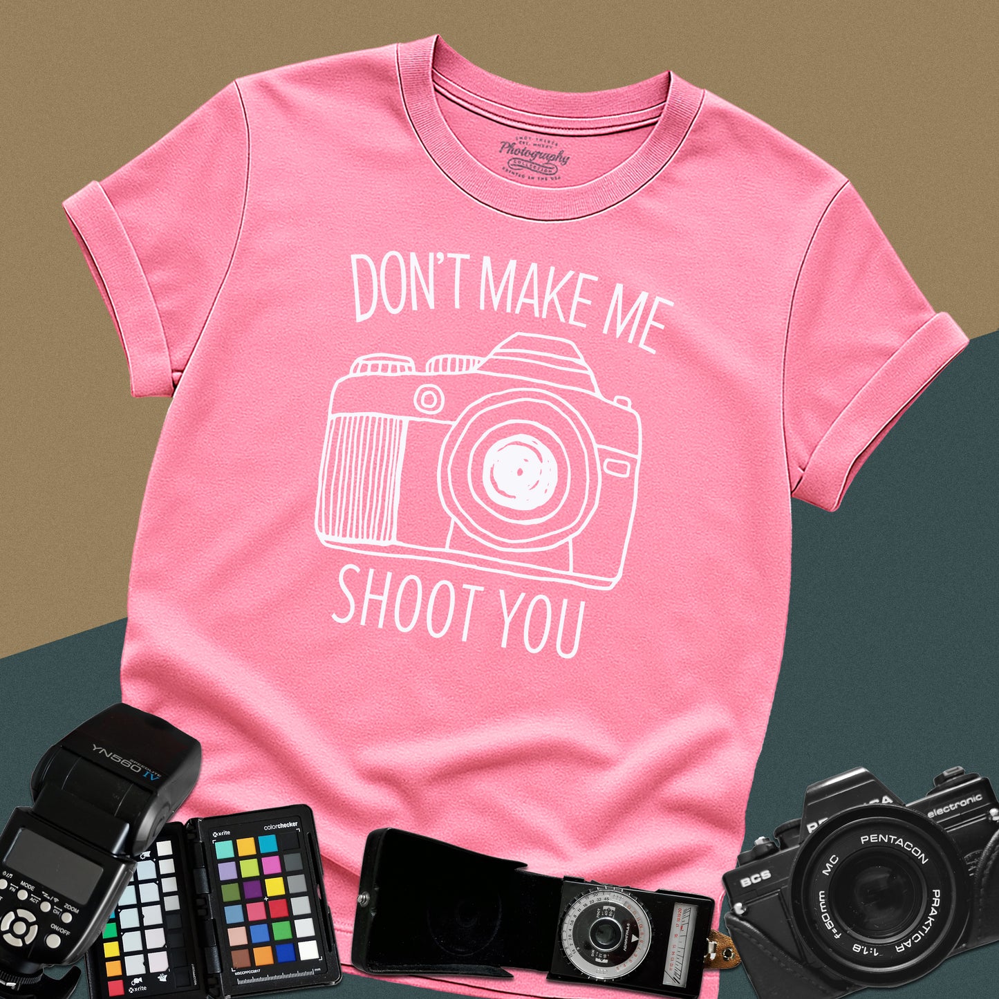 0046. Don't Make Me Shoot You Comic Drawn Photo Camera Unisex T-Shirt