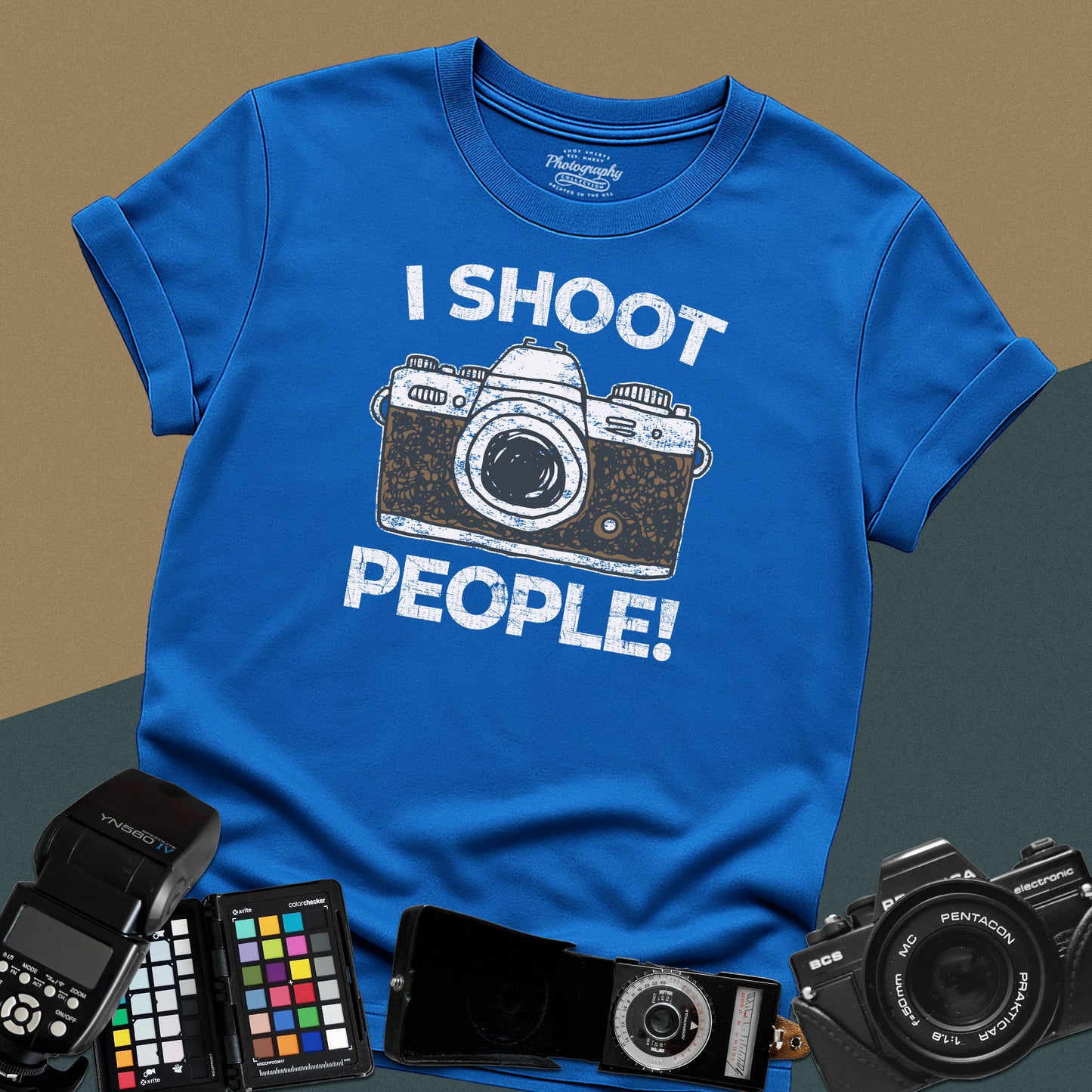 0047. I Shoot People Hand Drawn Retro Photo Camera Unisex T-Shirt