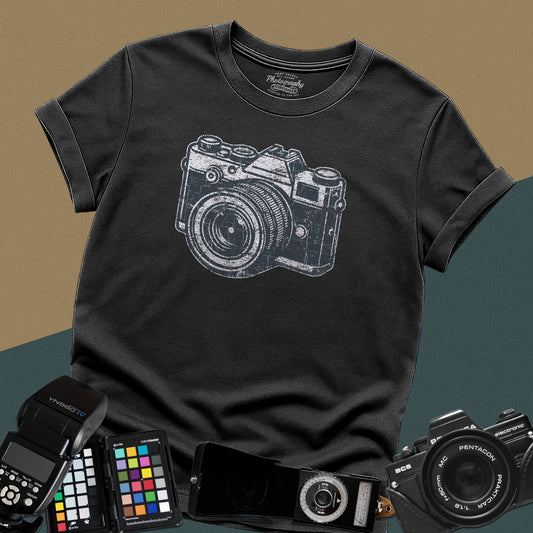 0048. Grunge Retro Photo Camera Unisex T-Shirt