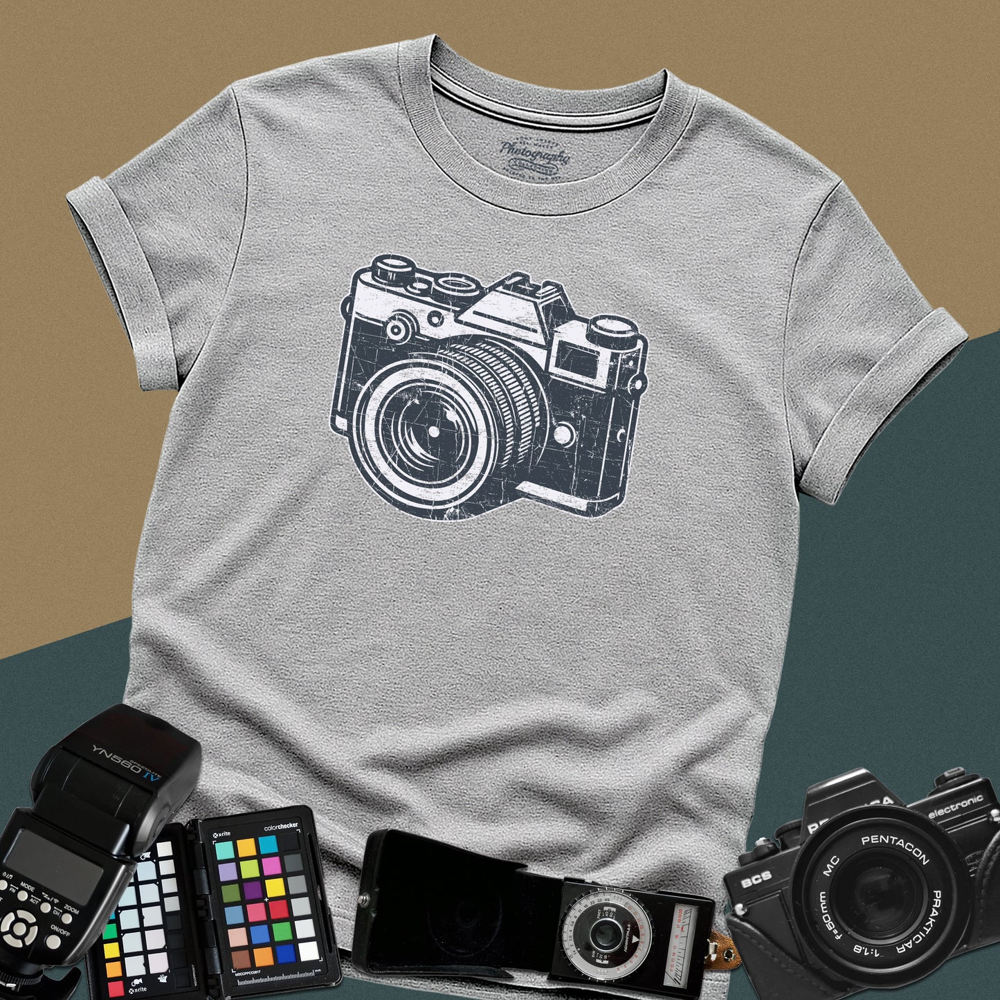 0048. Grunge Retro Photo Camera Unisex T-Shirt