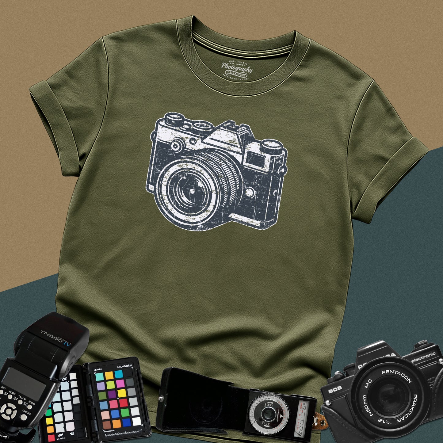0048. Grunge Retro Photo Camera Unisex T-Shirt