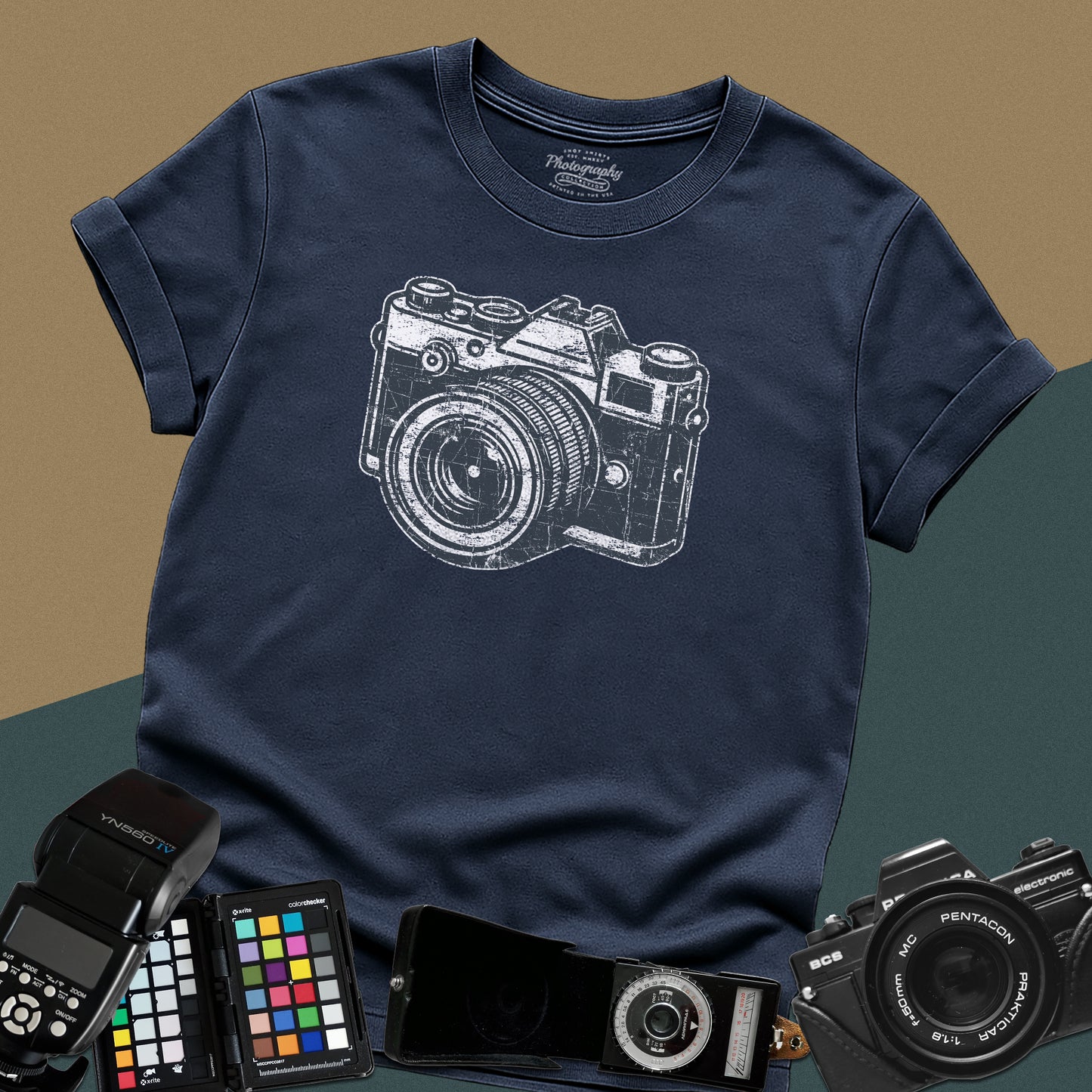 0048. Grunge Retro Photo Camera Unisex T-Shirt