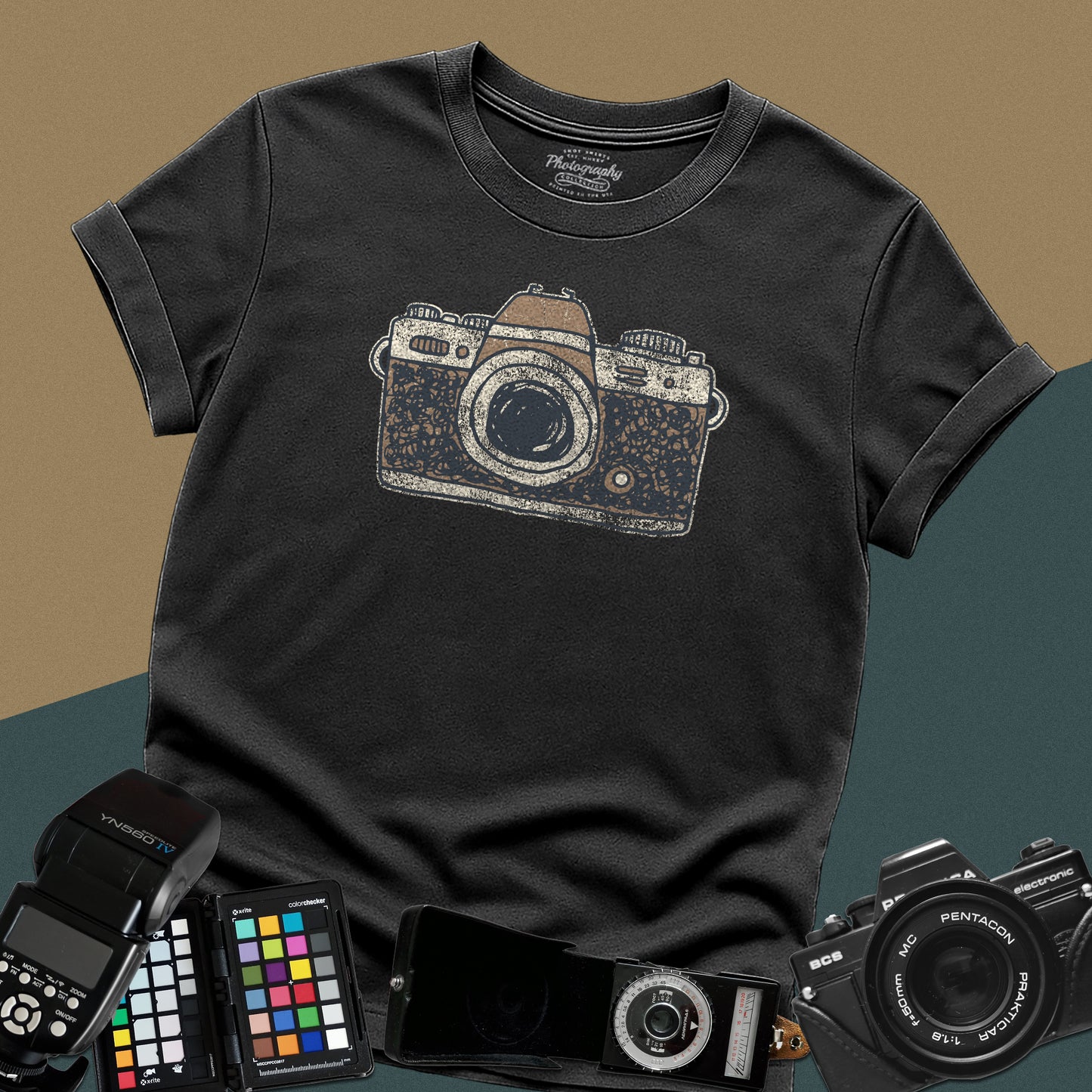 0049. Hand-Drawn Retro Photo Camera Unisex T-Shirt