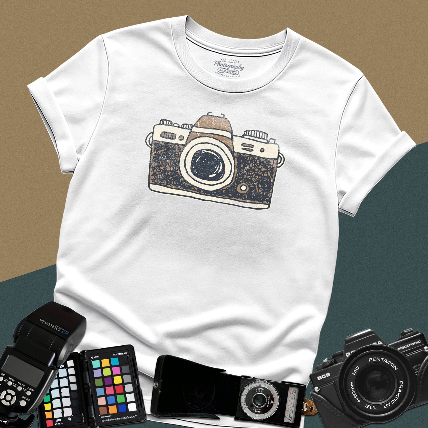 0049. Hand-Drawn Retro Photo Camera Unisex T-Shirt