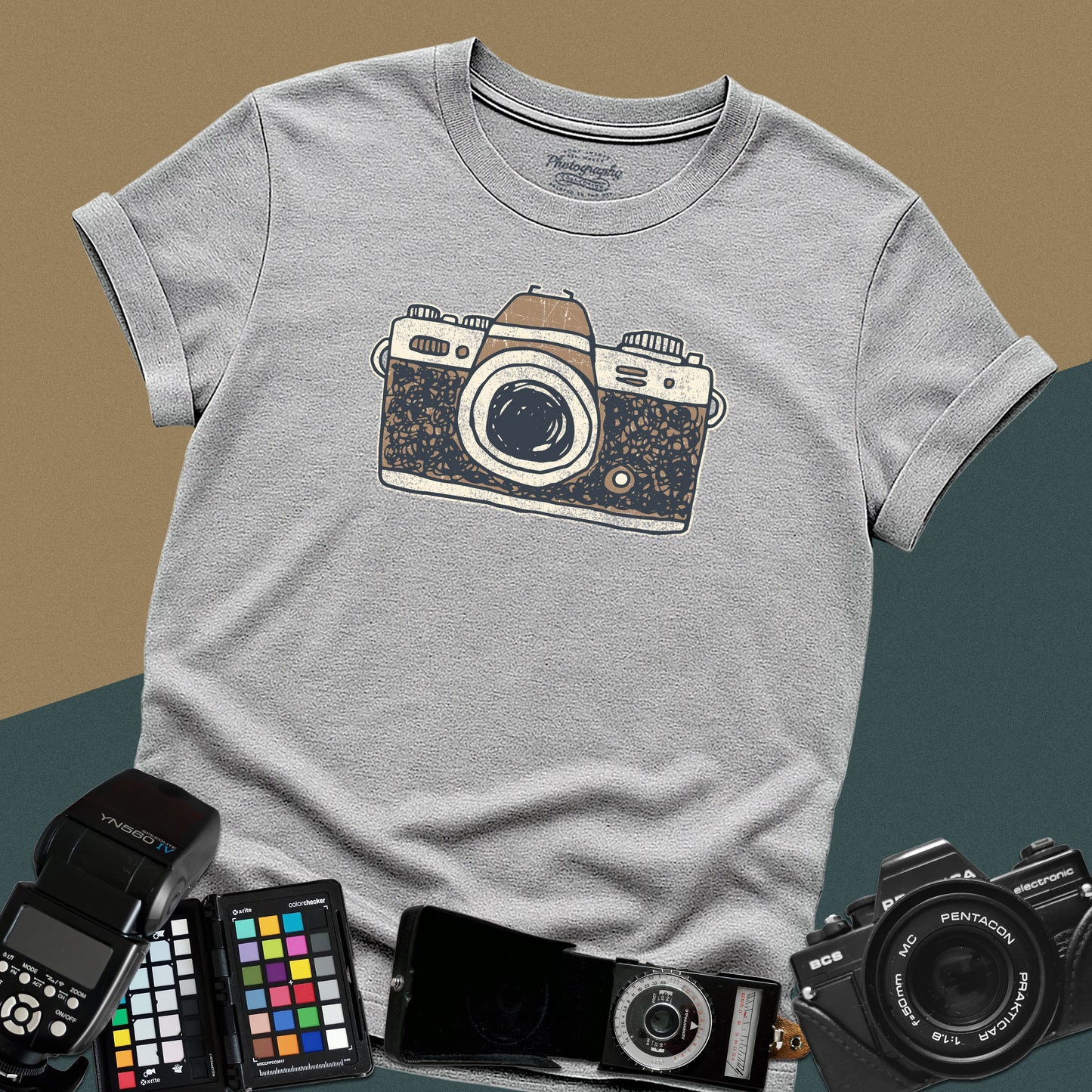 0049. Hand-Drawn Retro Photo Camera Unisex T-Shirt