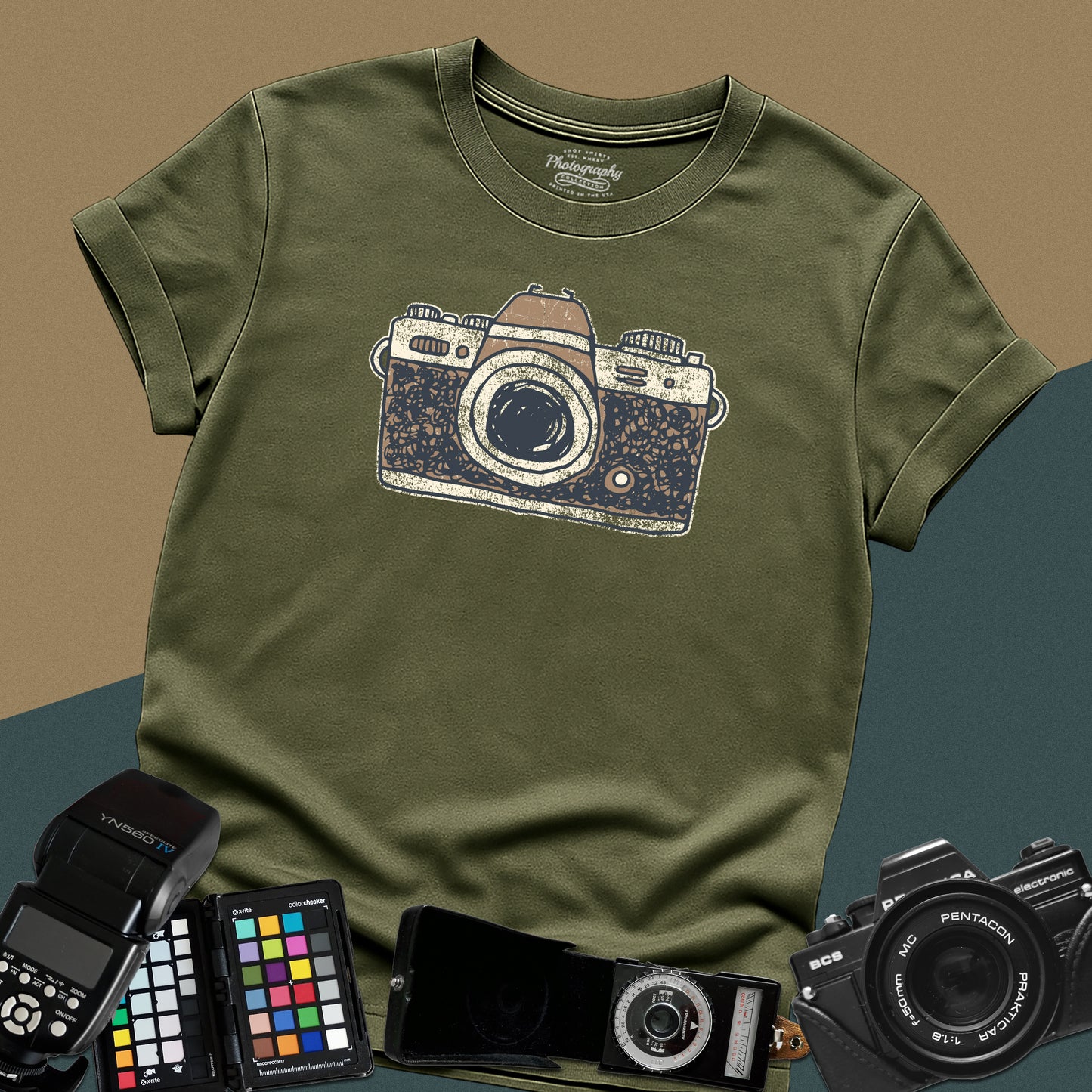 0049. Hand-Drawn Retro Photo Camera Unisex T-Shirt