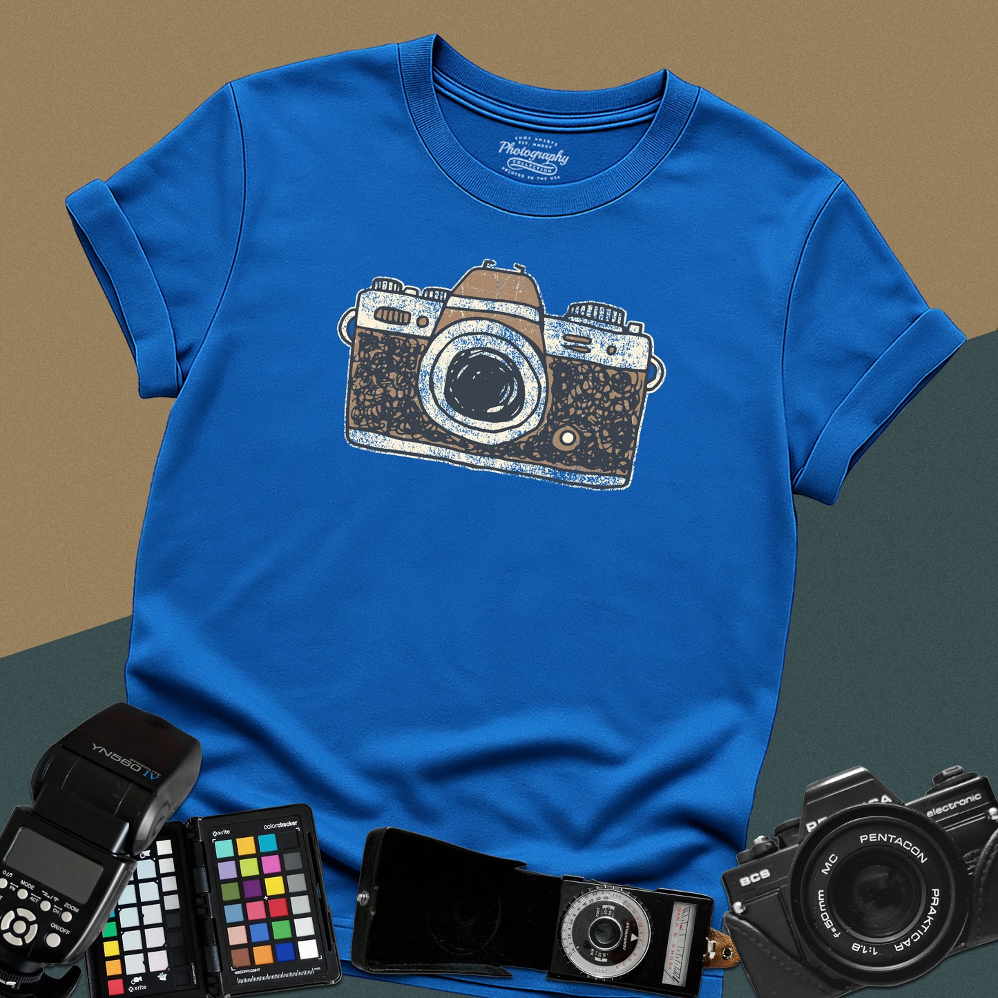 0049. Hand-Drawn Retro Photo Camera Unisex T-Shirt