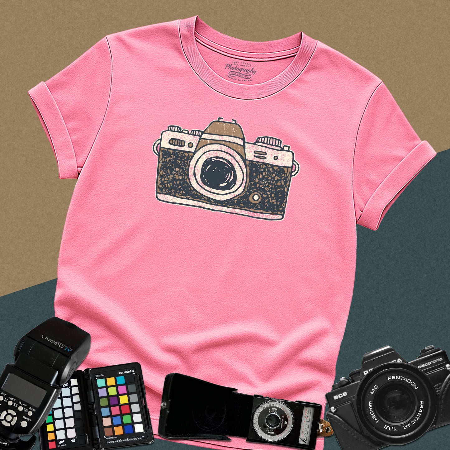 0049. Hand-Drawn Retro Photo Camera Unisex T-Shirt