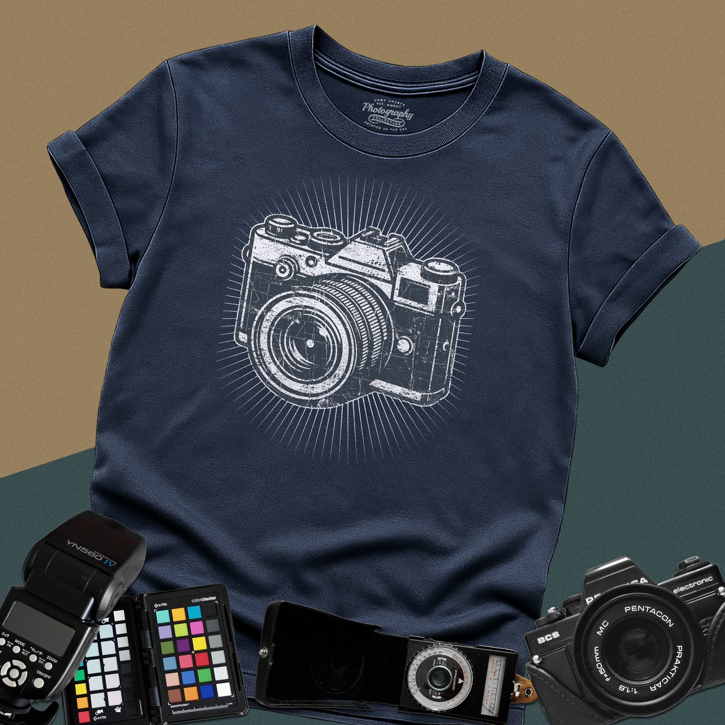 0053. Classic Grunge Retro Photo Camera Unisex T-Shirt