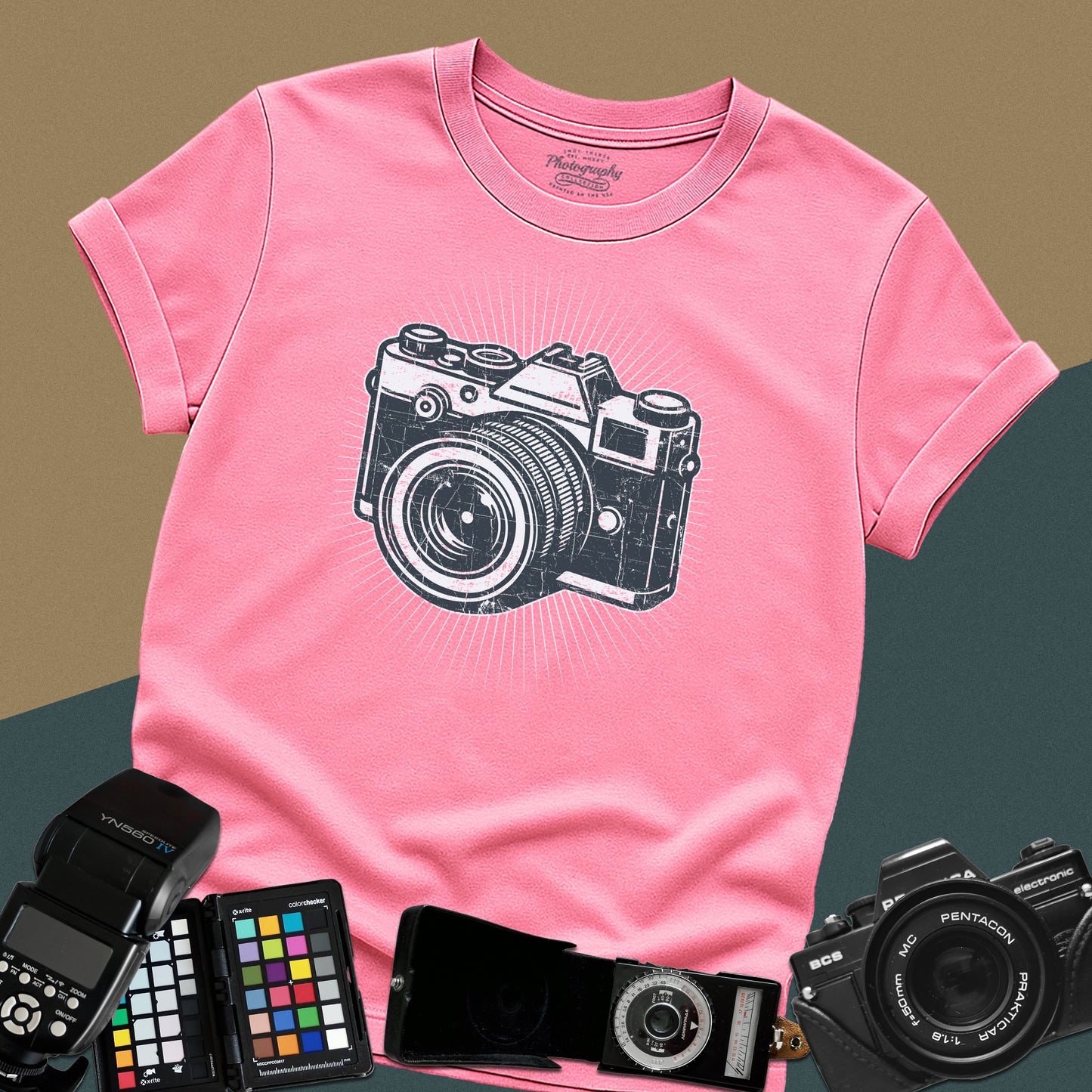 0053. Classic Grunge Retro Photo Camera Unisex T-Shirt