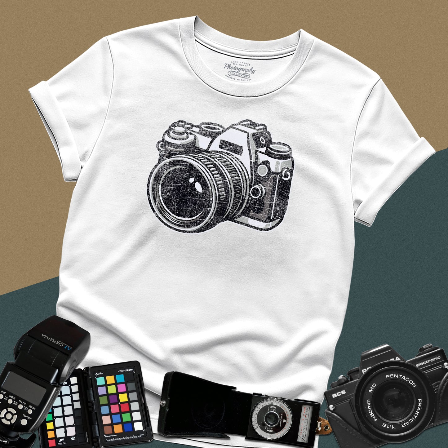 0054. Classic Grunge Photo Camera Unisex T-Shirt