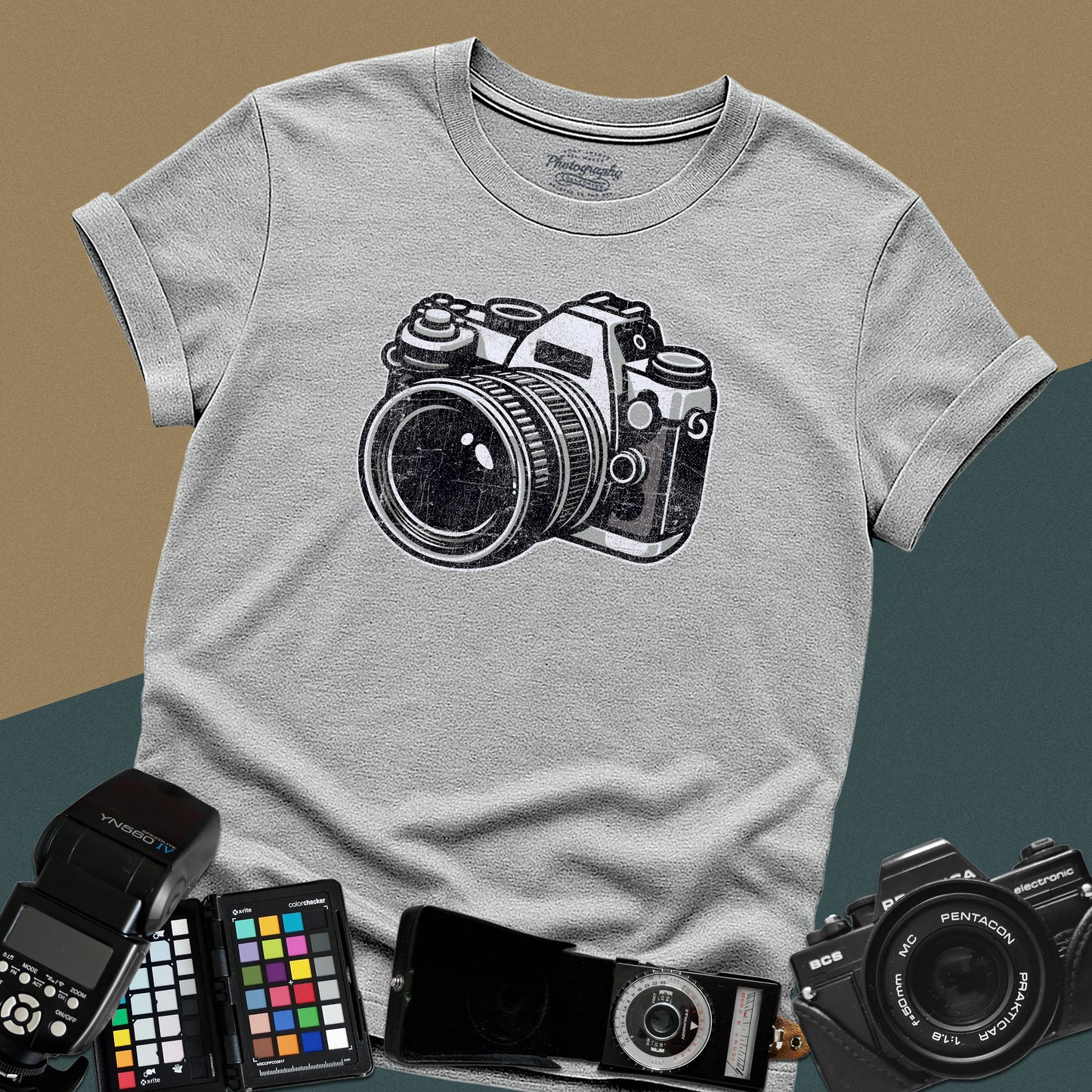 0054. Classic Grunge Photo Camera Unisex T-Shirt