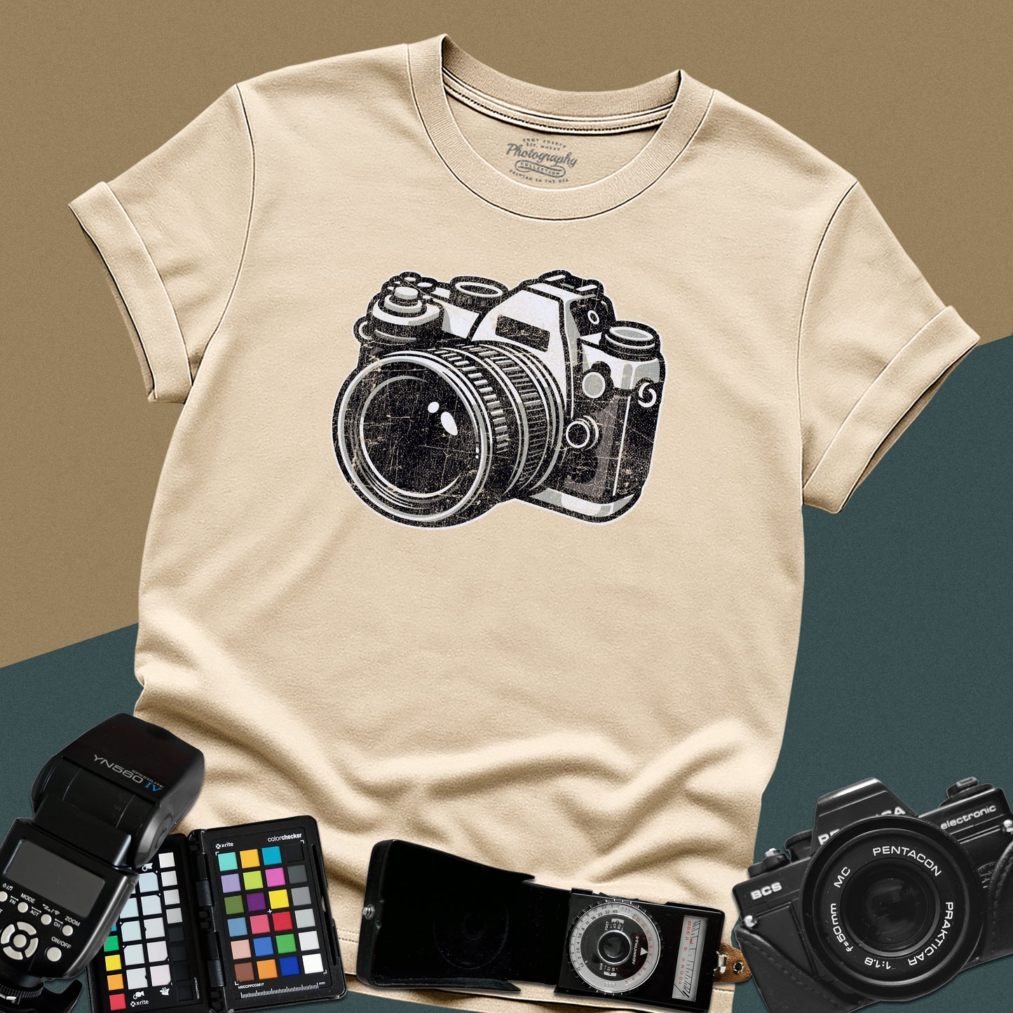 0054. Classic Grunge Photo Camera Unisex T-Shirt