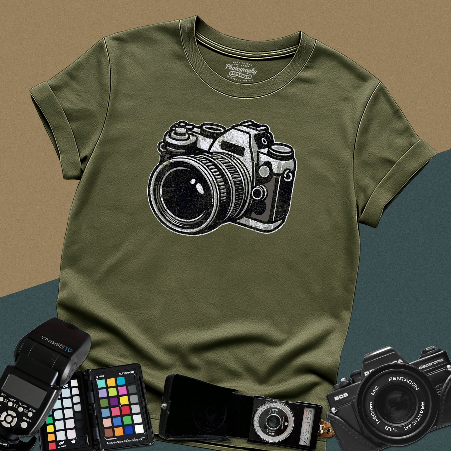 0054. Classic Grunge Photo Camera Unisex T-Shirt