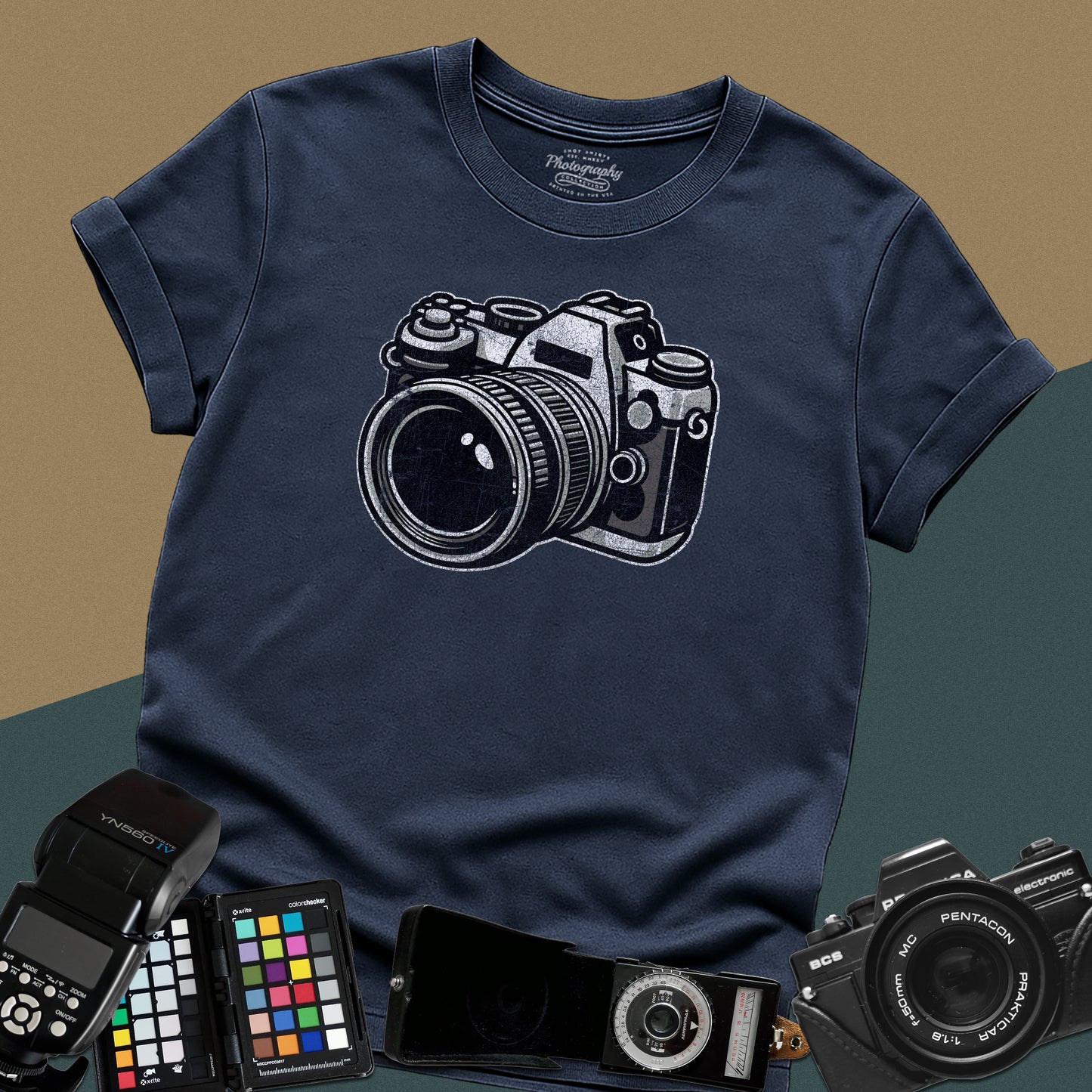 0054. Classic Grunge Photo Camera Unisex T-Shirt