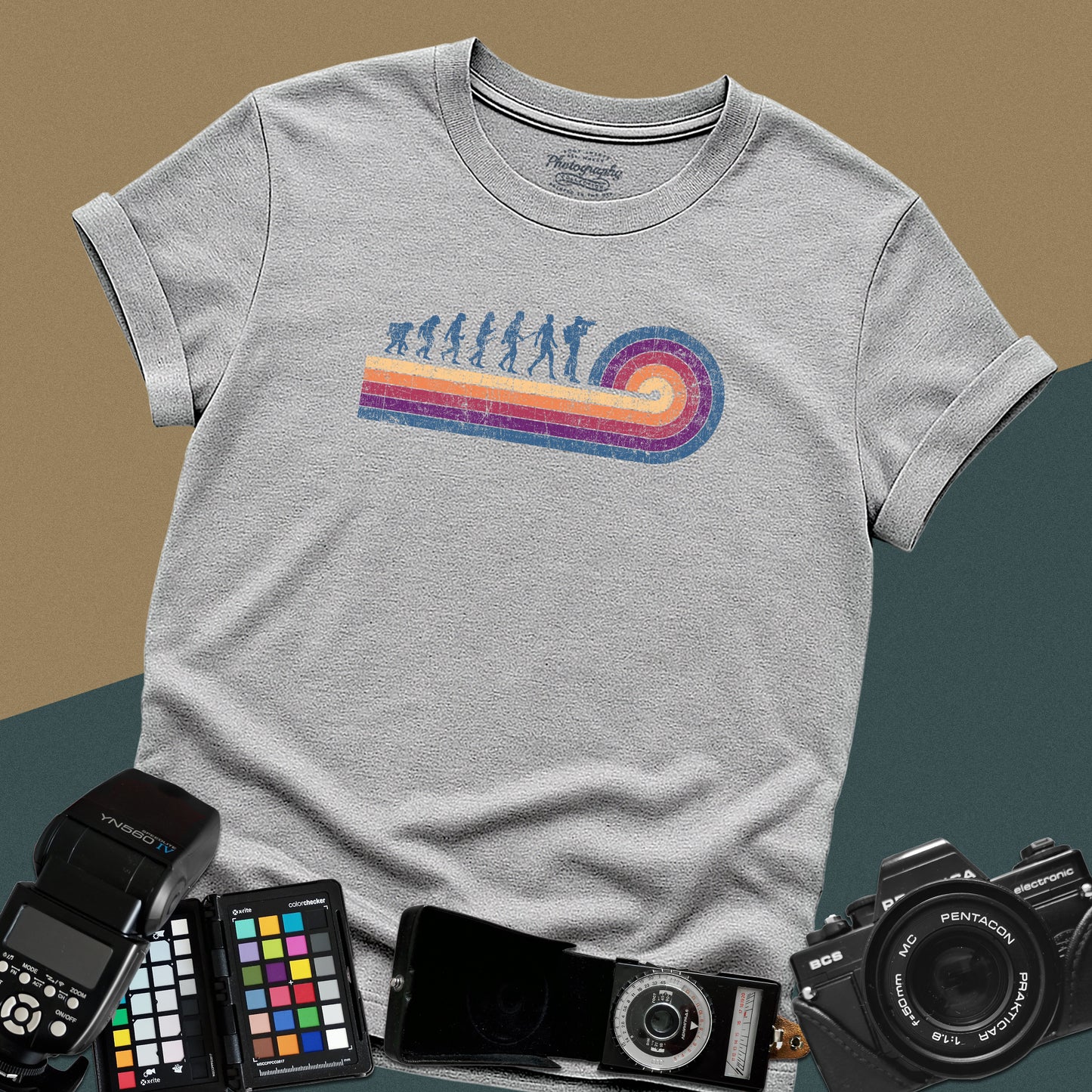 0055. Photographer Evolution Retro Sunset Unisex T-Shirt