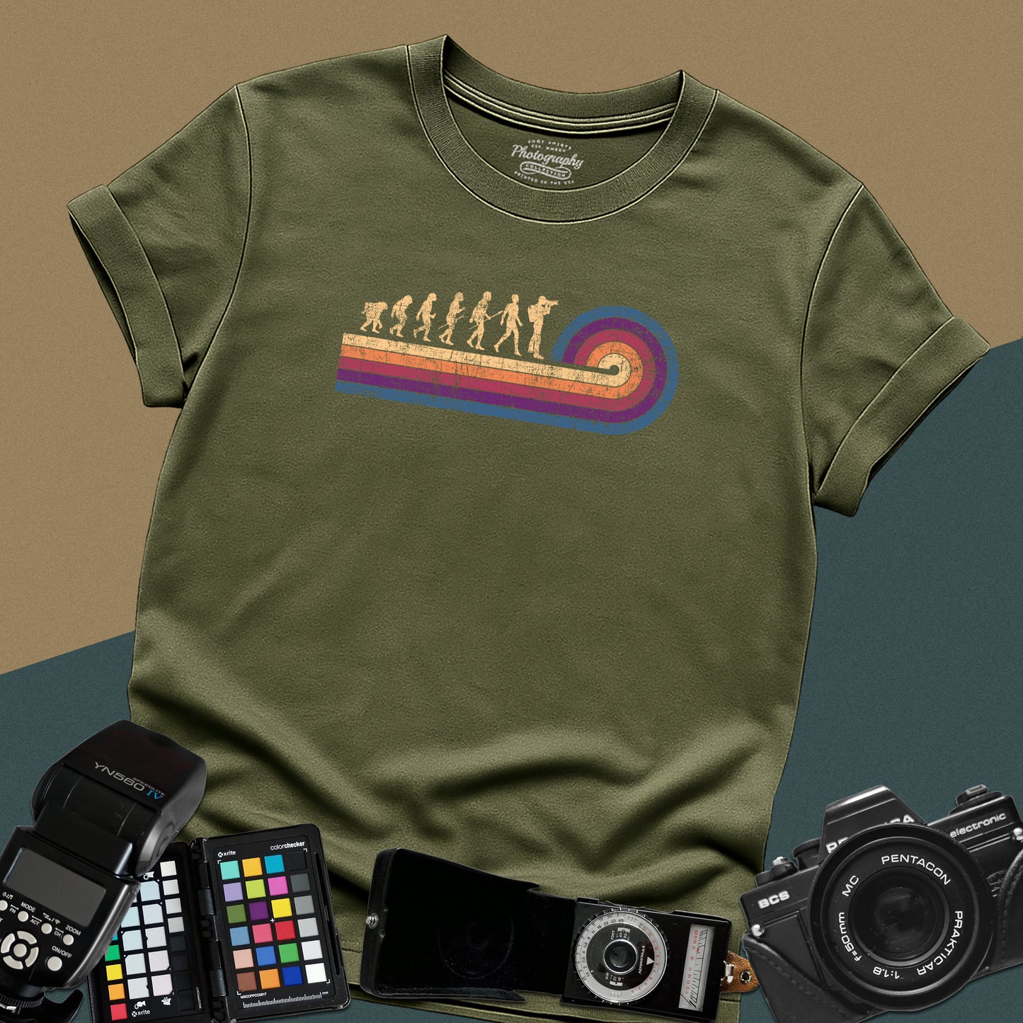 0055. Photographer Evolution Retro Sunset Unisex T-Shirt