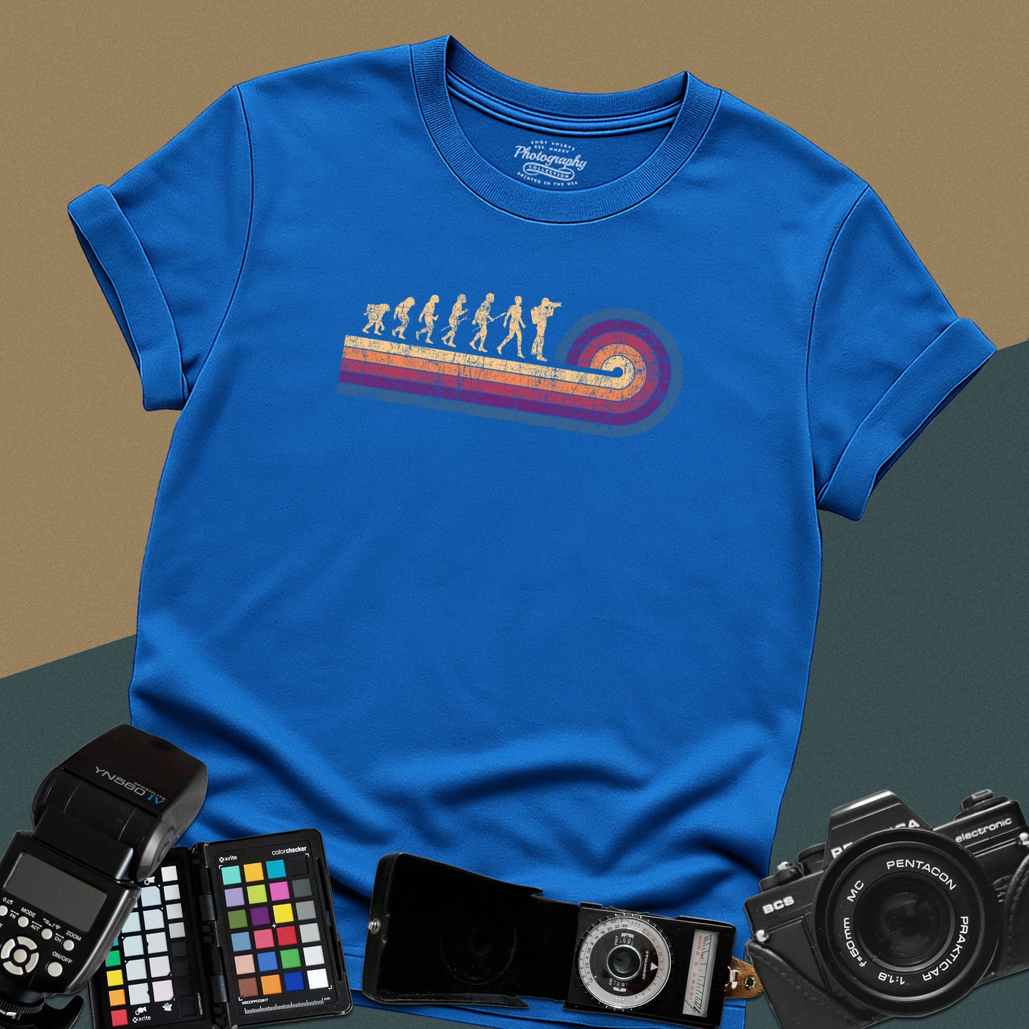 0055. Photographer Evolution Retro Sunset Unisex T-Shirt