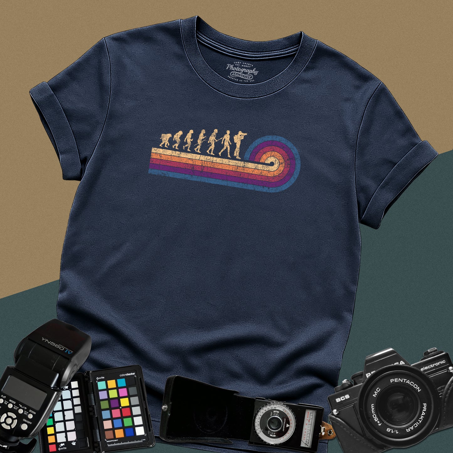 0055. Photographer Evolution Retro Sunset Unisex T-Shirt