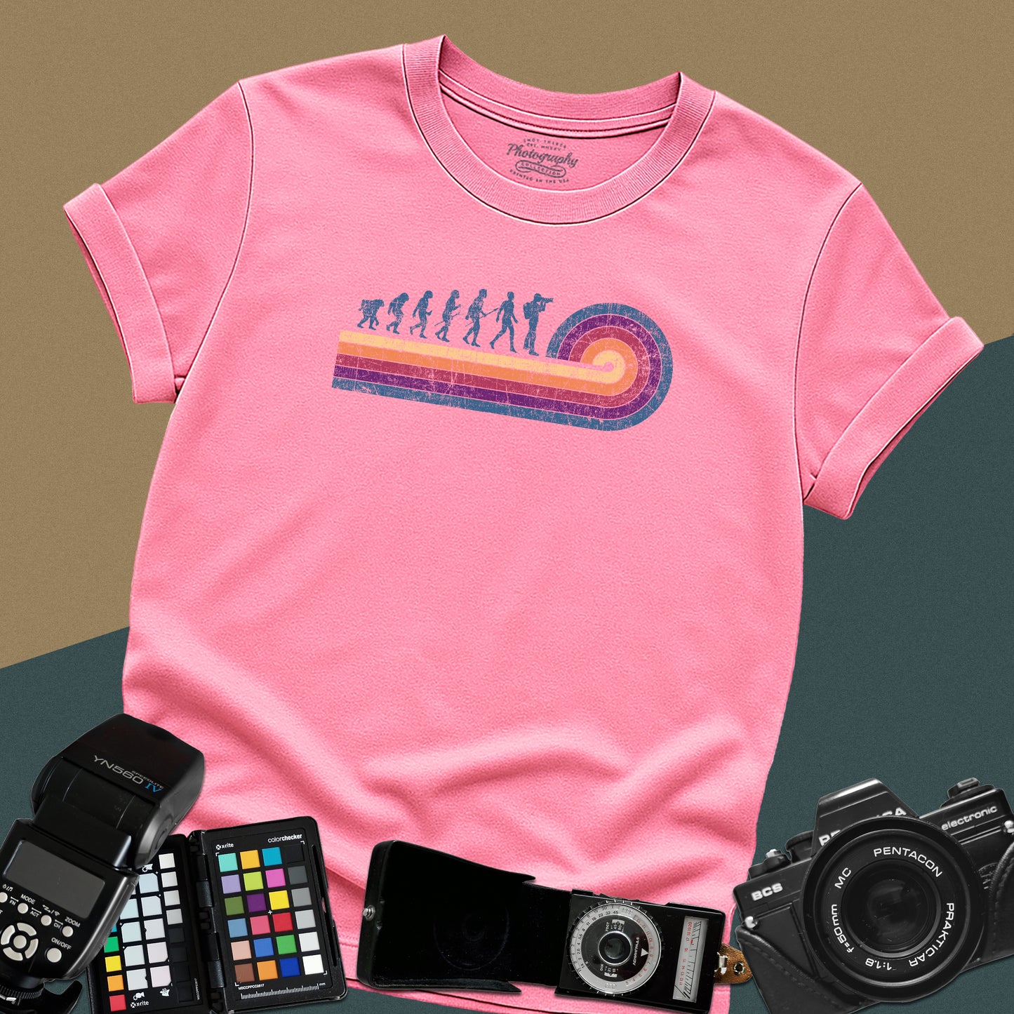 0055. Photographer Evolution Retro Sunset Unisex T-Shirt