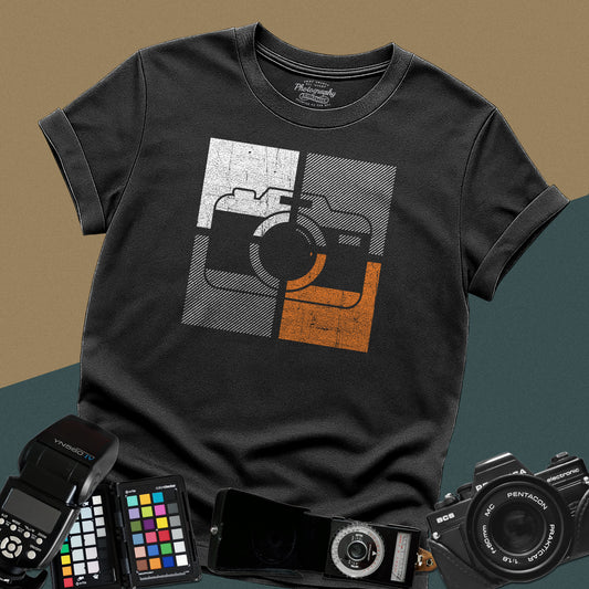 0057. Colorful Stylized Old Photo Camera Unisex T-Shirt