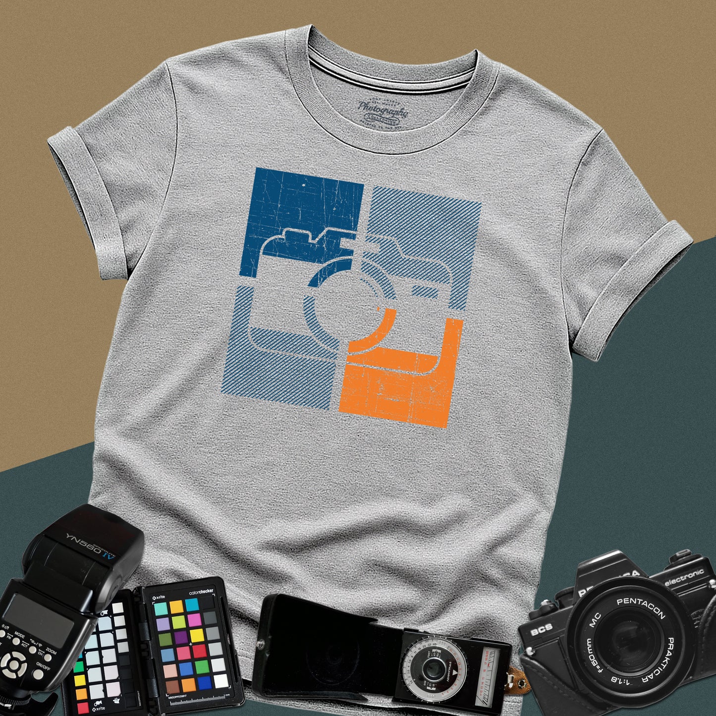 0057. Colorful Stylized Old Photo Camera Unisex T-Shirt