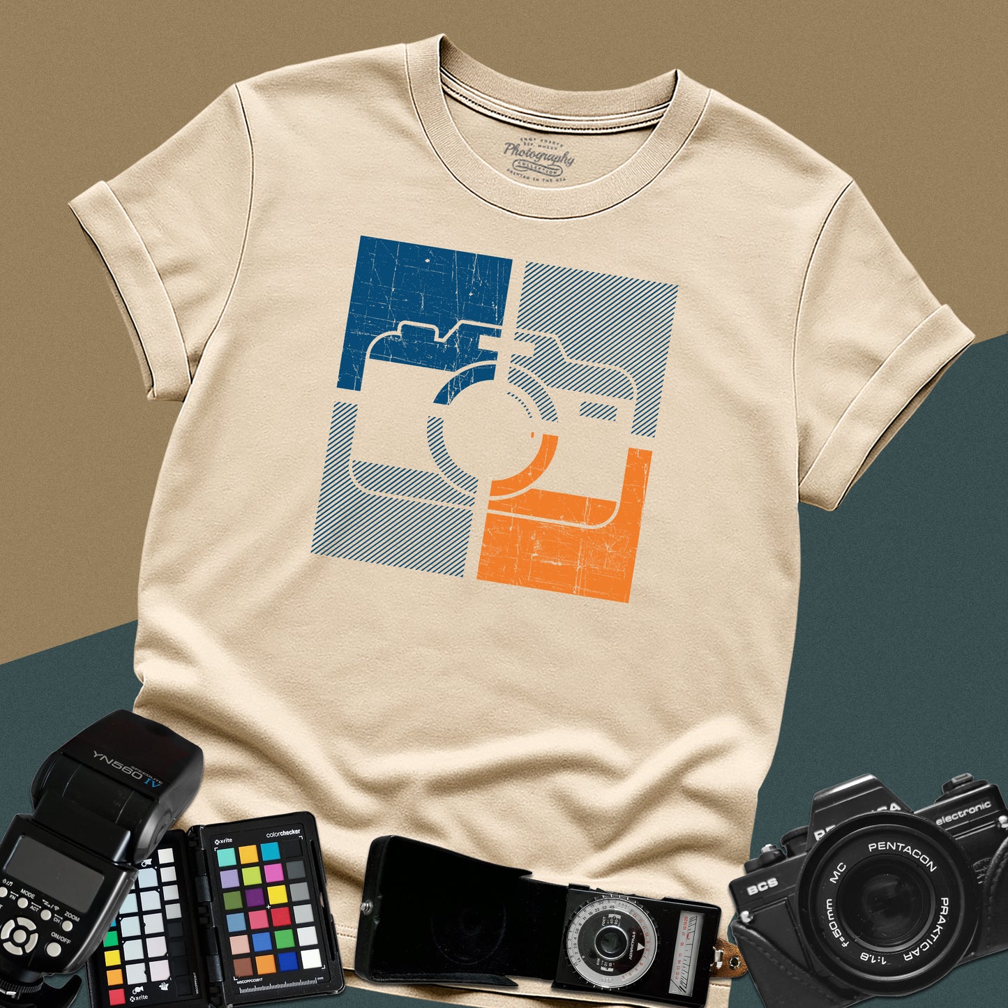 0057. Colorful Stylized Old Photo Camera Unisex T-Shirt