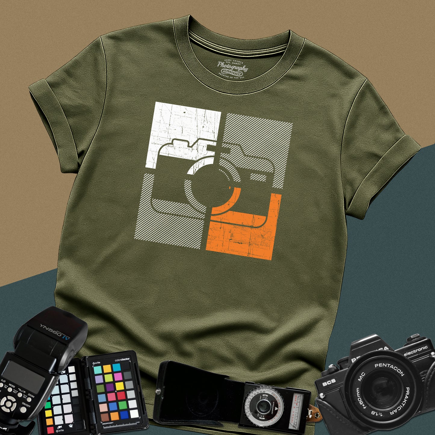 0057. Colorful Stylized Old Photo Camera Unisex T-Shirt