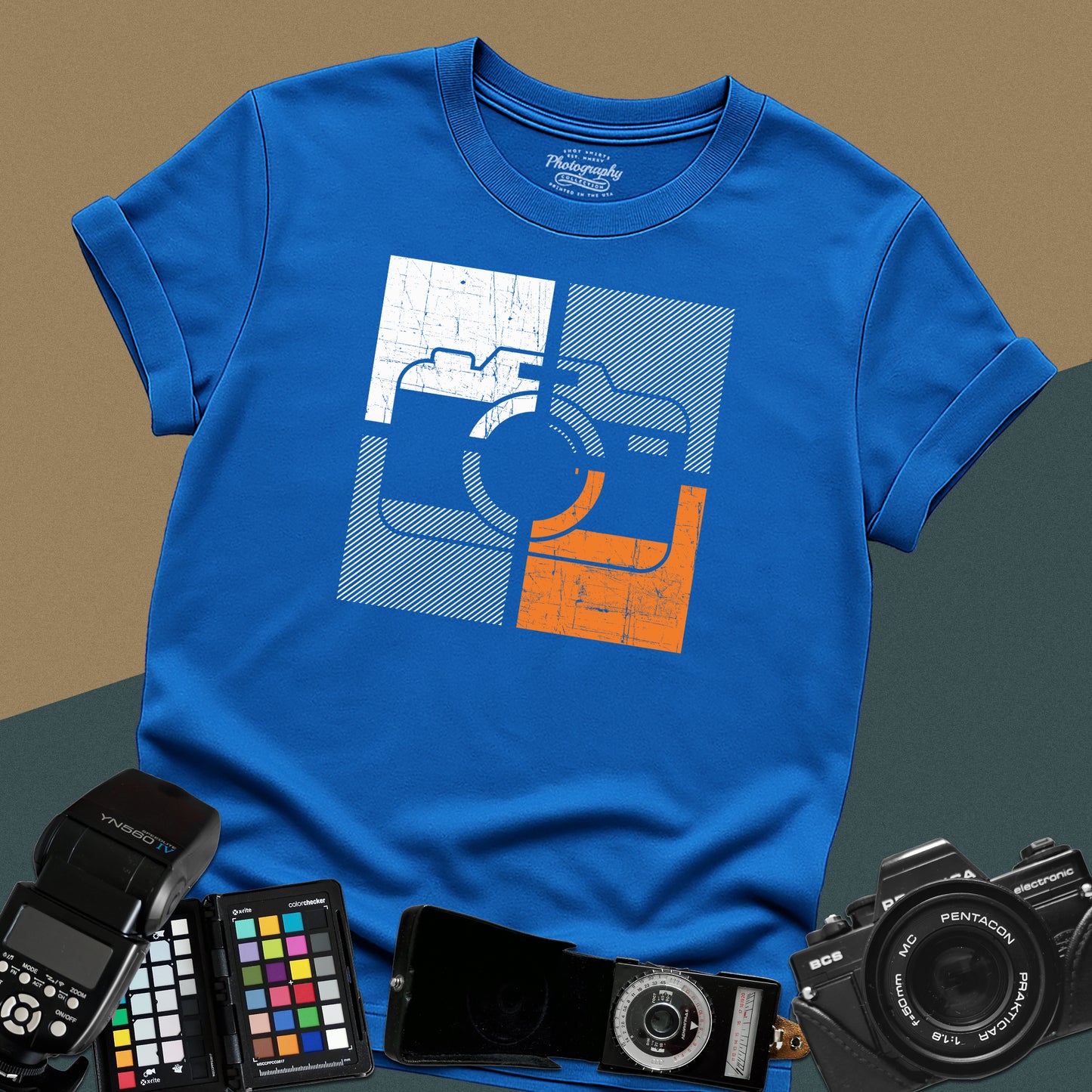 0057. Colorful Stylized Old Photo Camera Unisex T-Shirt