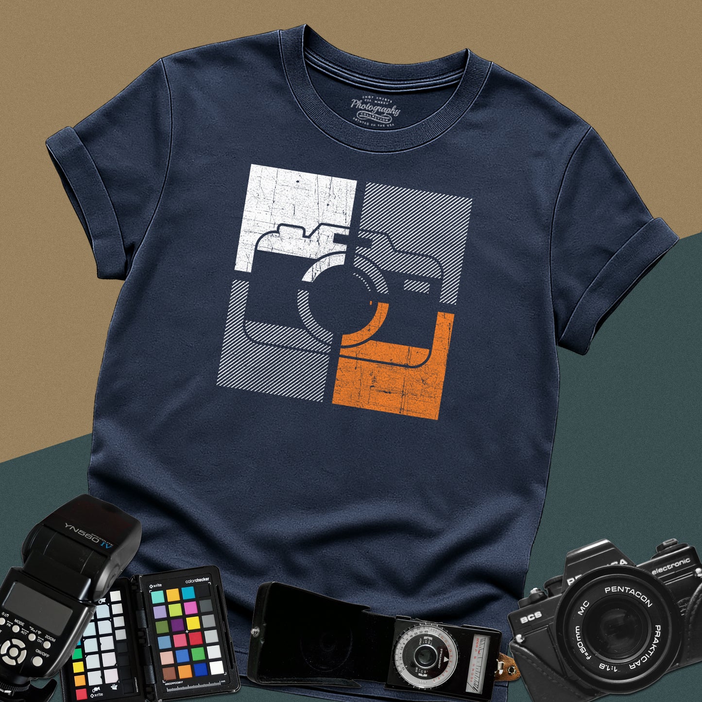 0057. Colorful Stylized Old Photo Camera Unisex T-Shirt