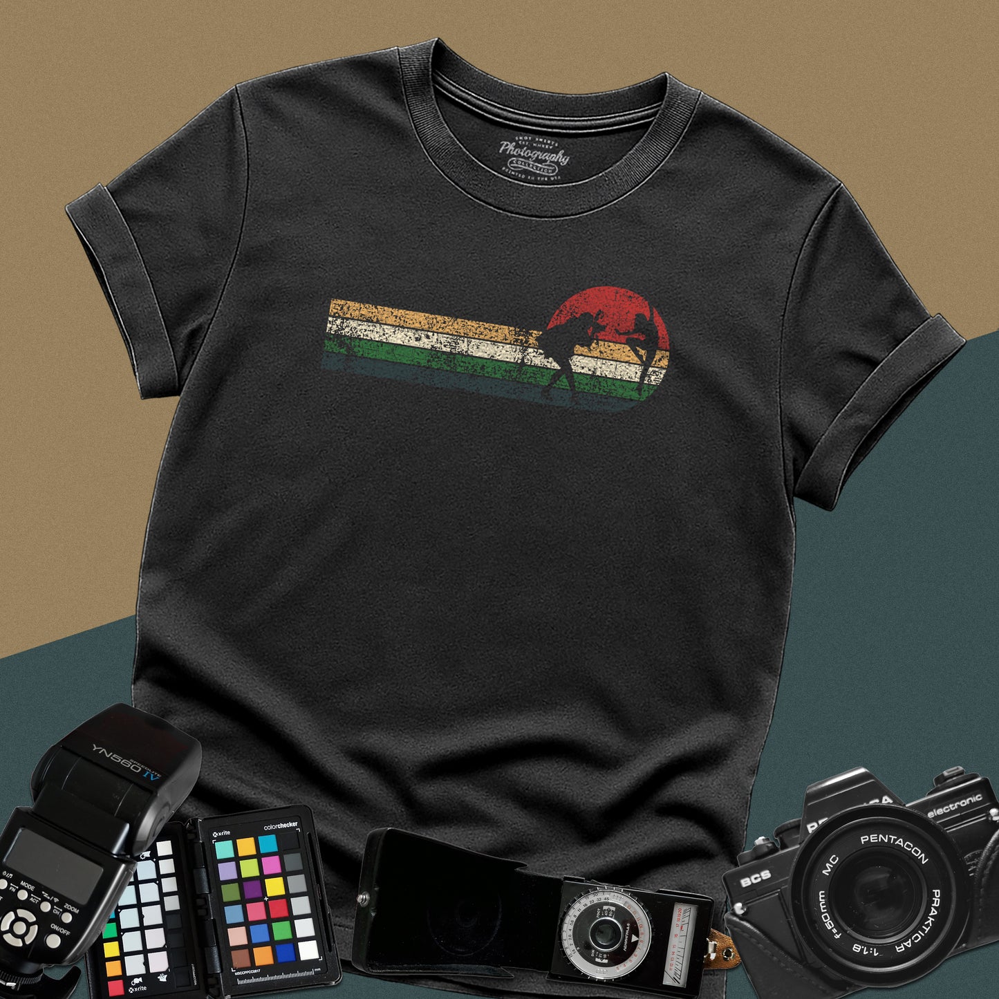 0060. Girl Photographer Retro Sunset Girl Dancer Unisex T-Shirt