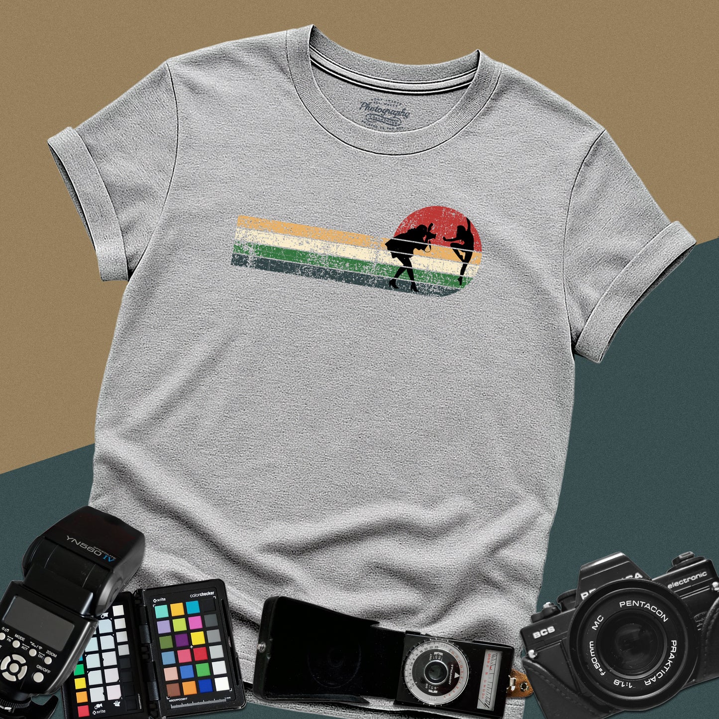 0060. Girl Photographer Retro Sunset Girl Dancer Unisex T-Shirt