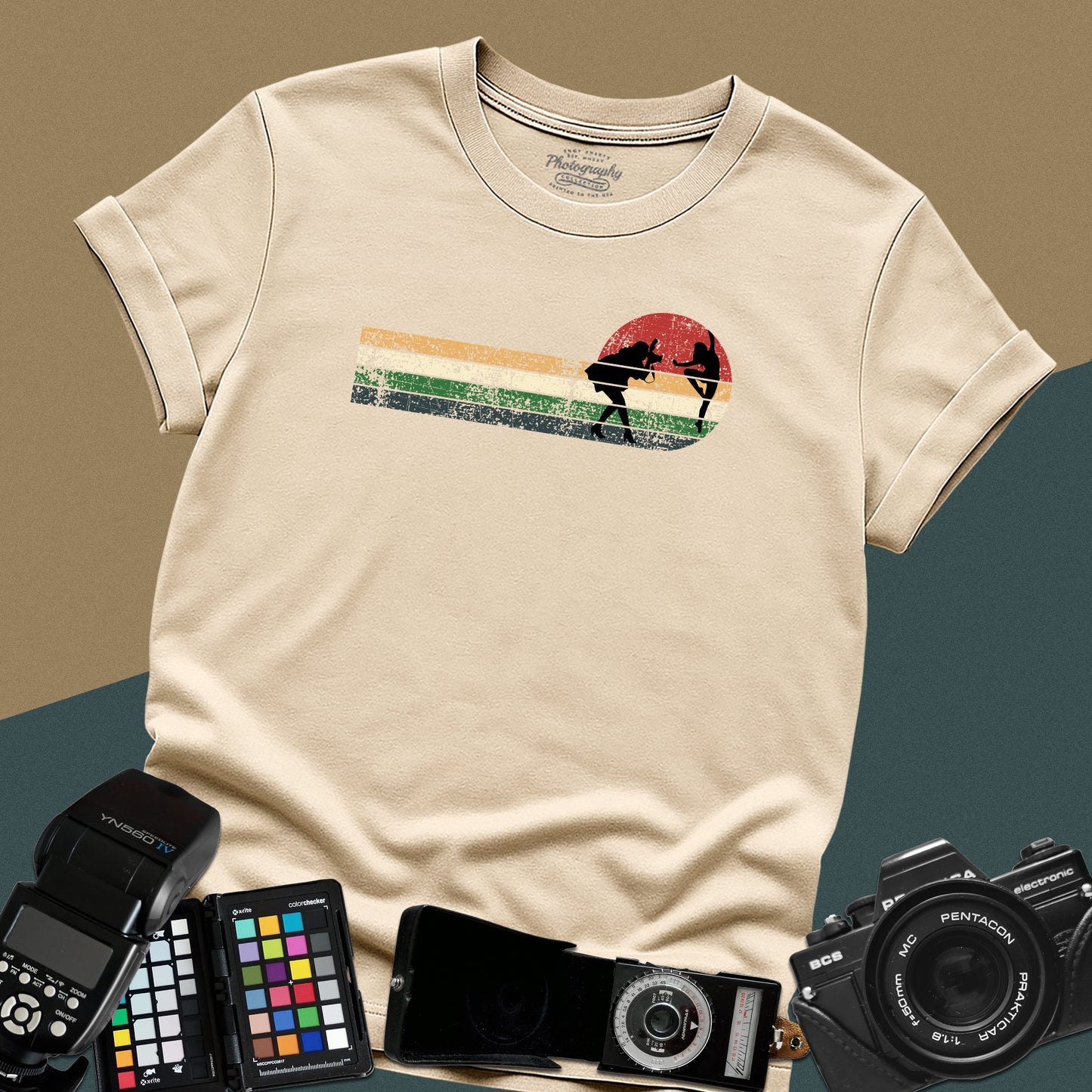0060. Girl Photographer Retro Sunset Girl Dancer Unisex T-Shirt