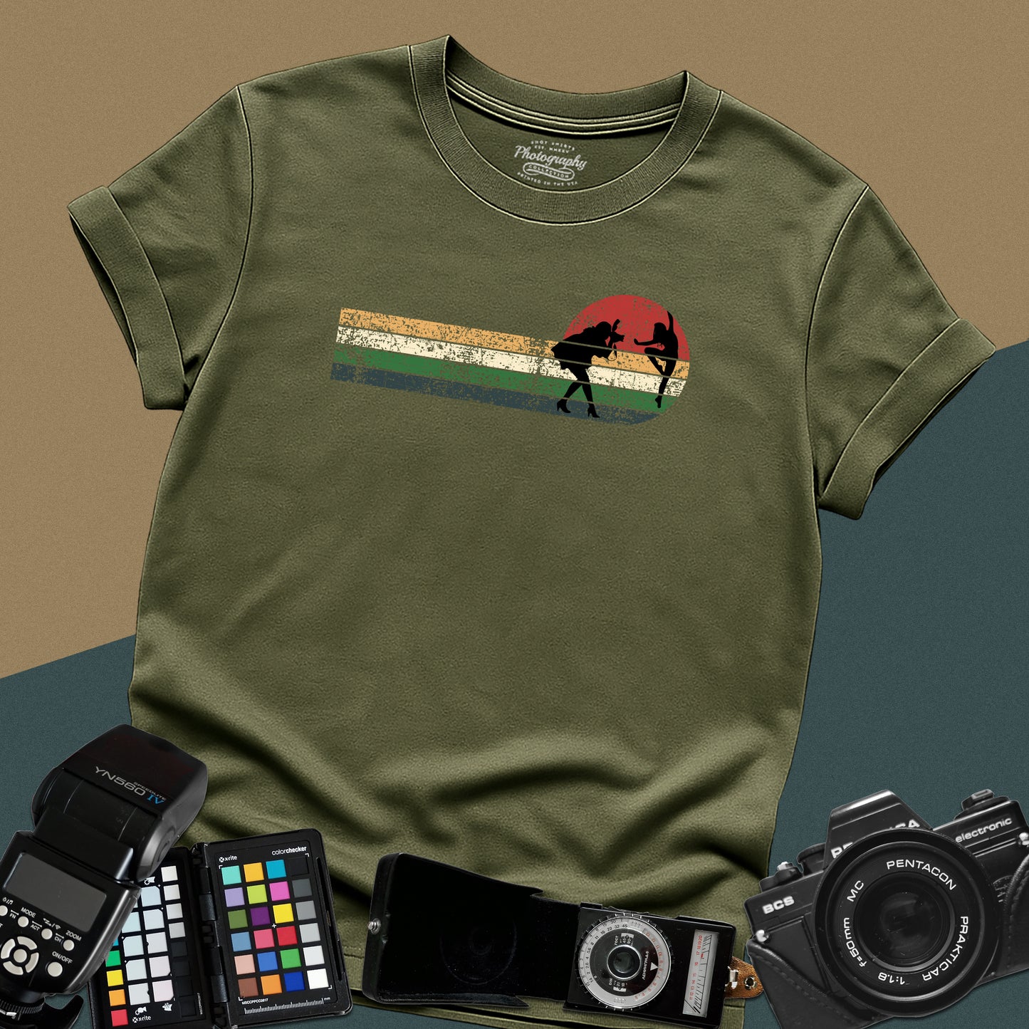 0060. Girl Photographer Retro Sunset Girl Dancer Unisex T-Shirt