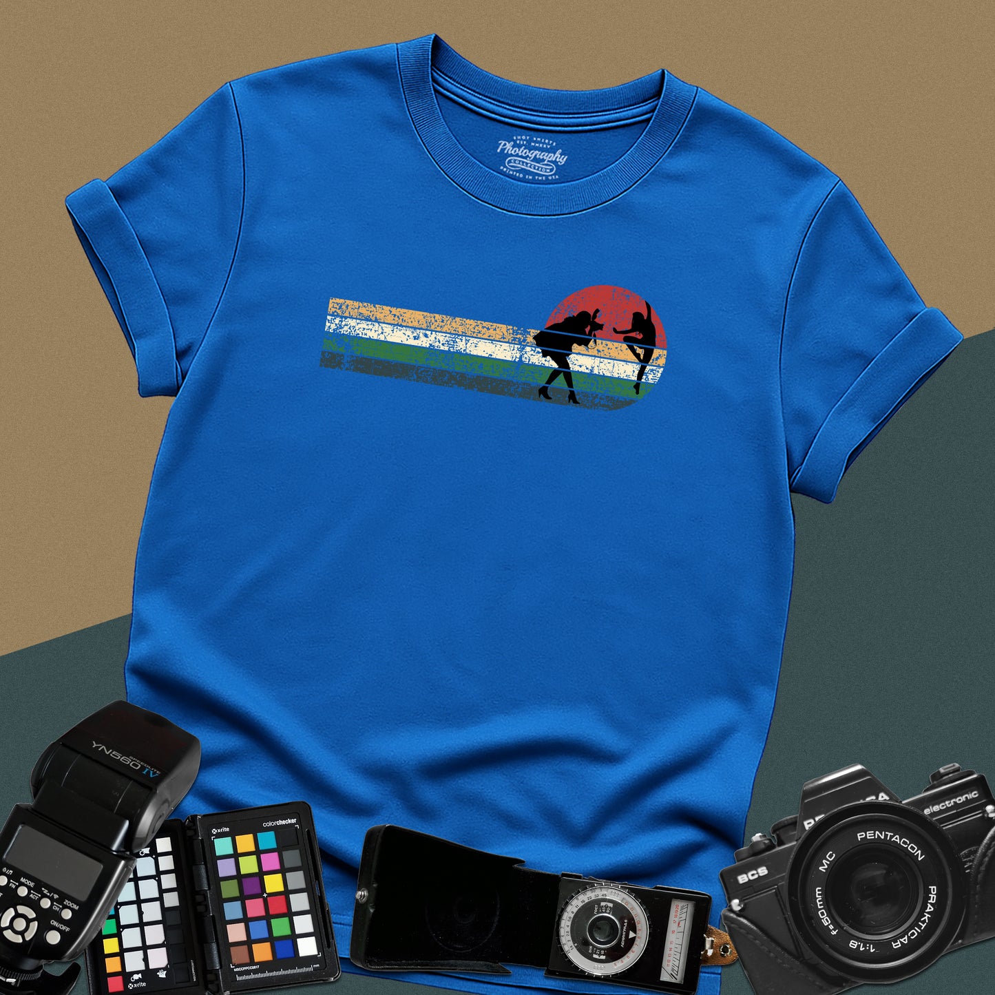 0060. Girl Photographer Retro Sunset Girl Dancer Unisex T-Shirt