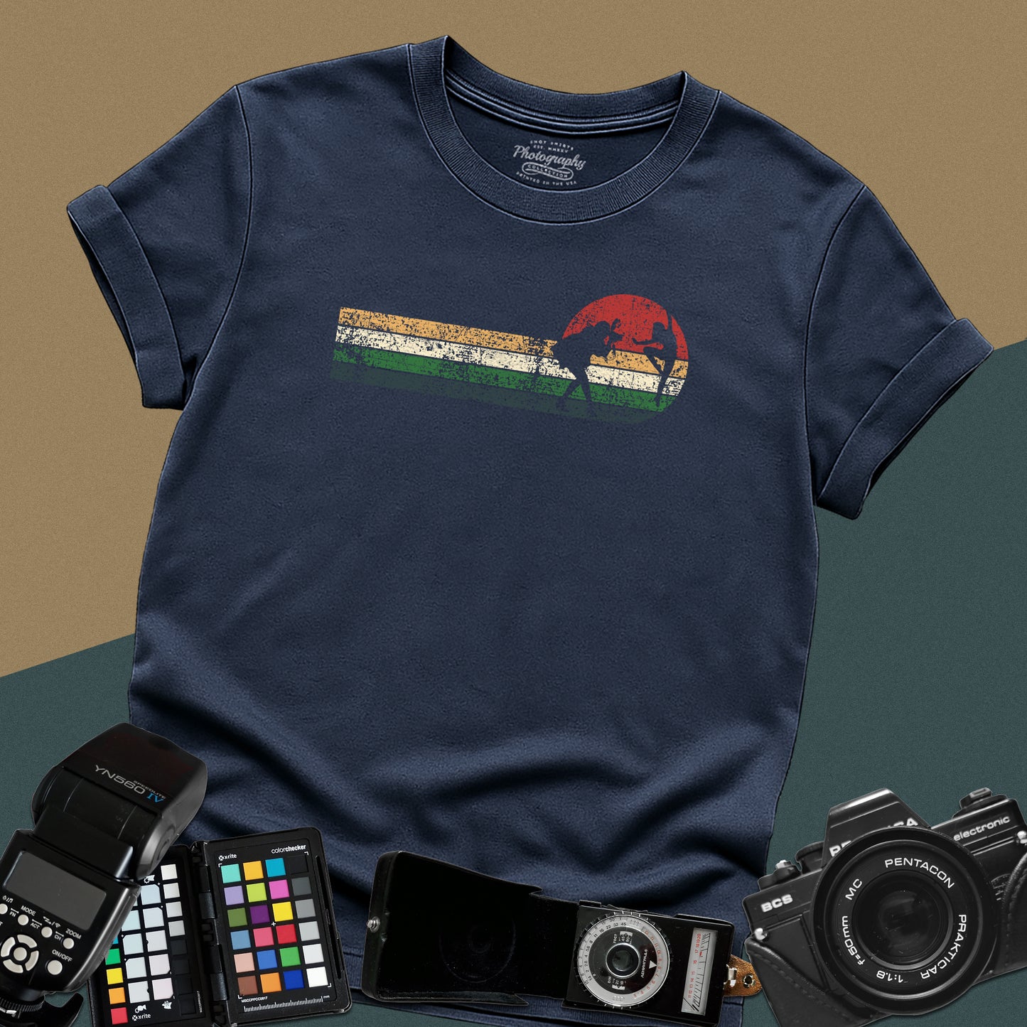 0060. Girl Photographer Retro Sunset Girl Dancer Unisex T-Shirt