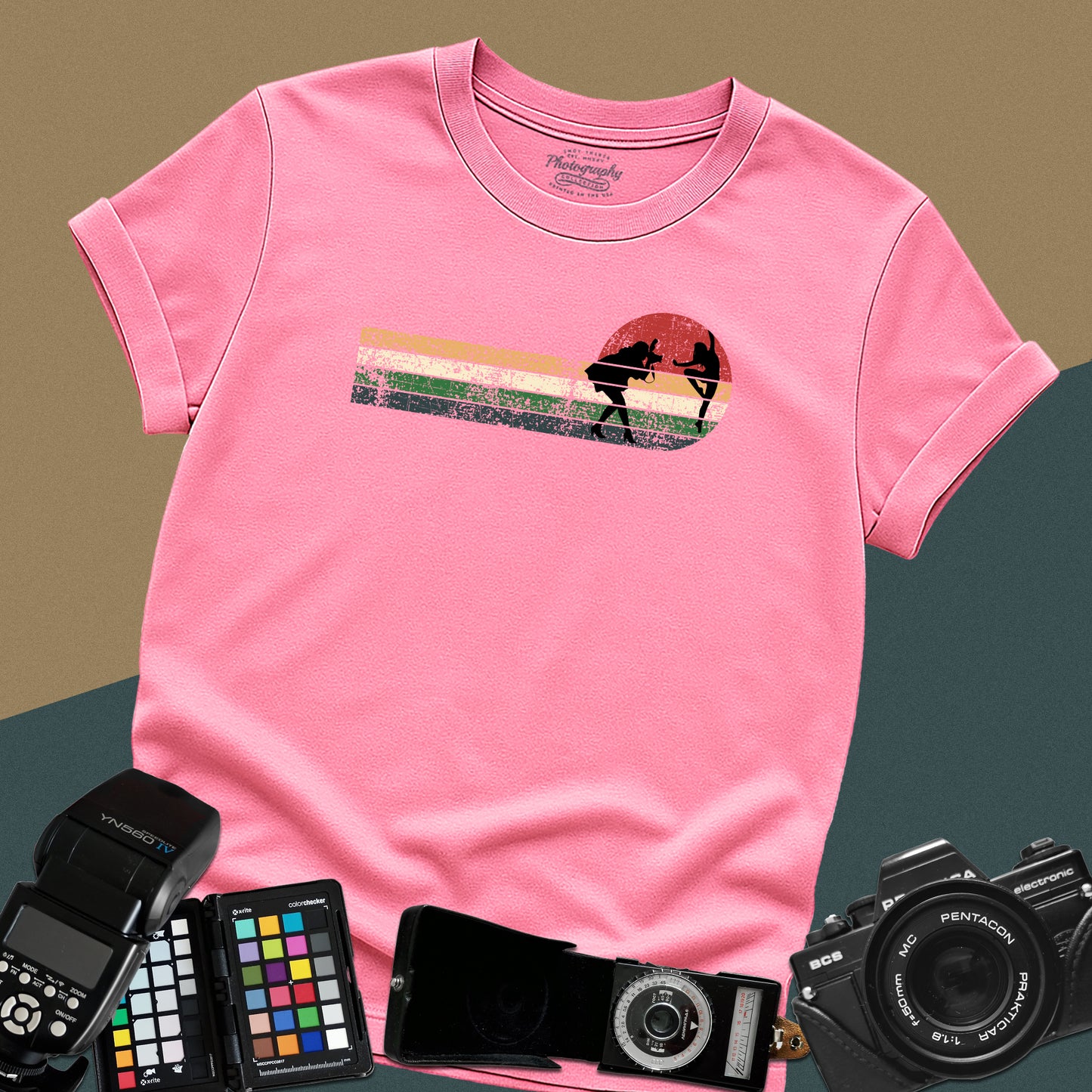 0060. Girl Photographer Retro Sunset Girl Dancer Unisex T-Shirt