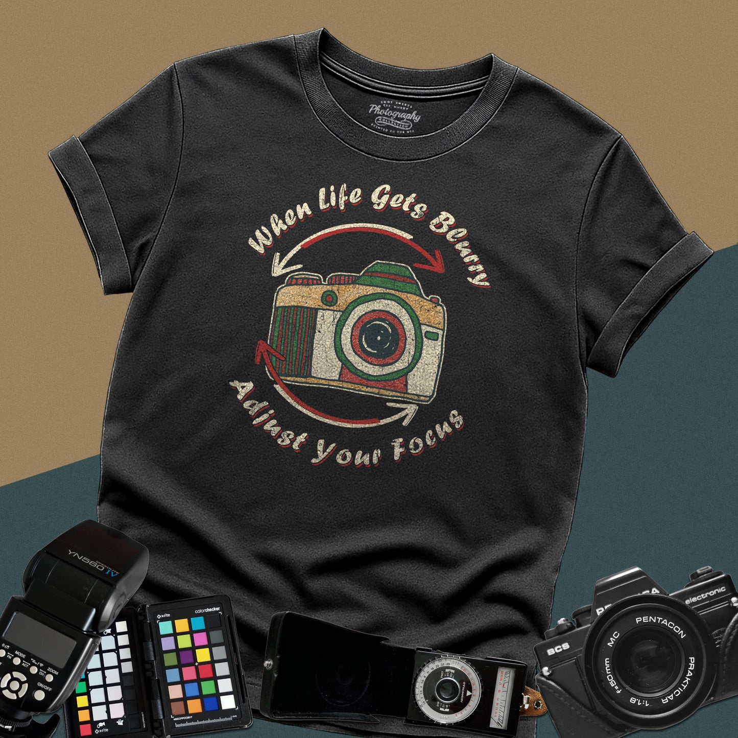 0062. When Life Gets Blurry Adjust Your Focus Retro Photo Camera Unisex T-Shirt