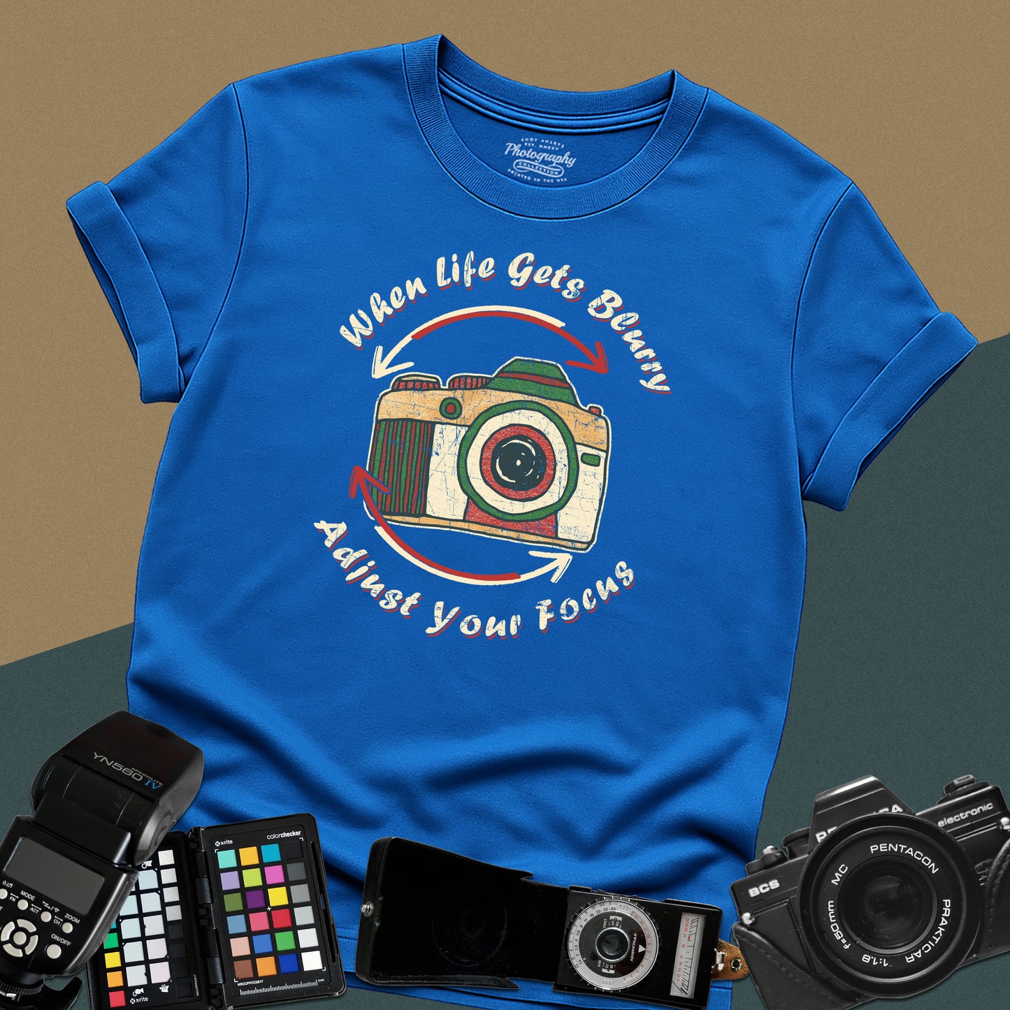0062. When Life Gets Blurry Adjust Your Focus Retro Photo Camera Unisex T-Shirt