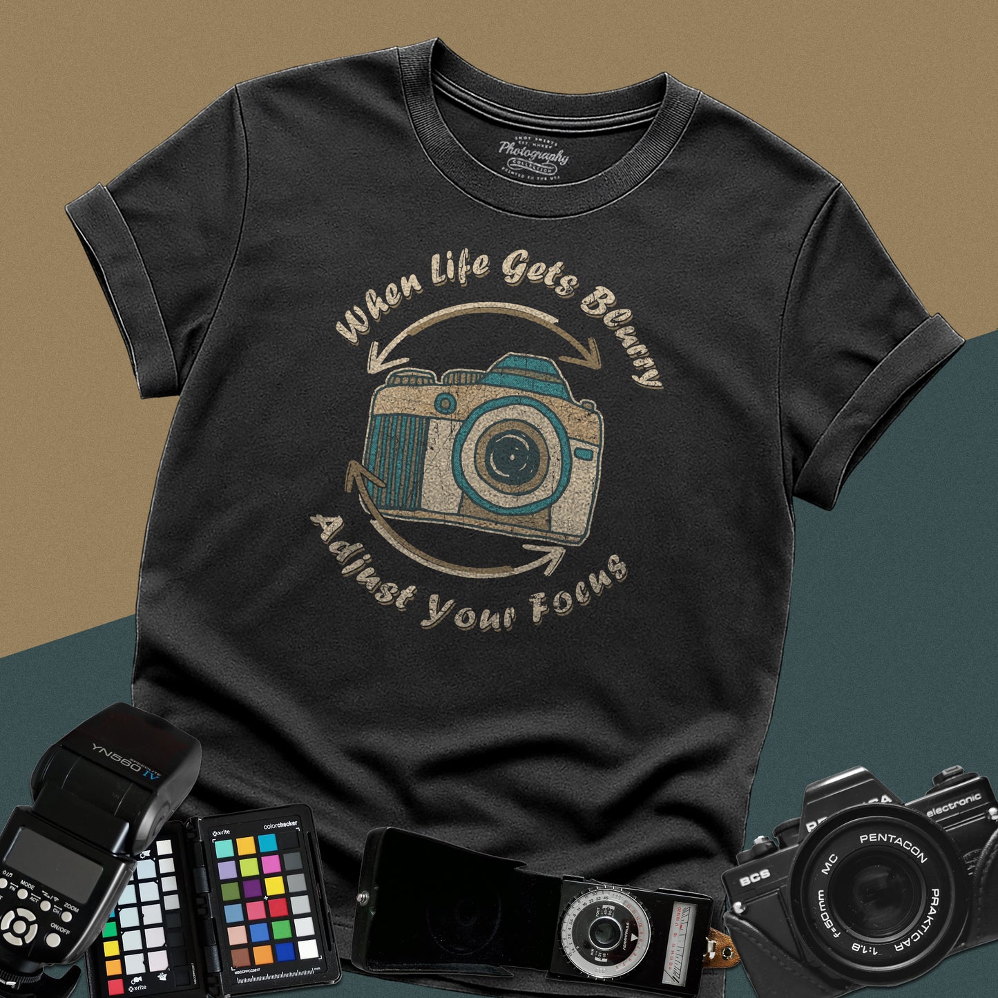 0063. When Life Gets Blurry Adjust Your Focus Retro Photo Camera Unisex T-Shirt