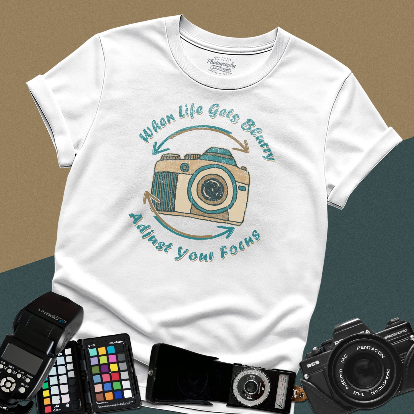 0063. When Life Gets Blurry Adjust Your Focus Retro Photo Camera Unisex T-Shirt