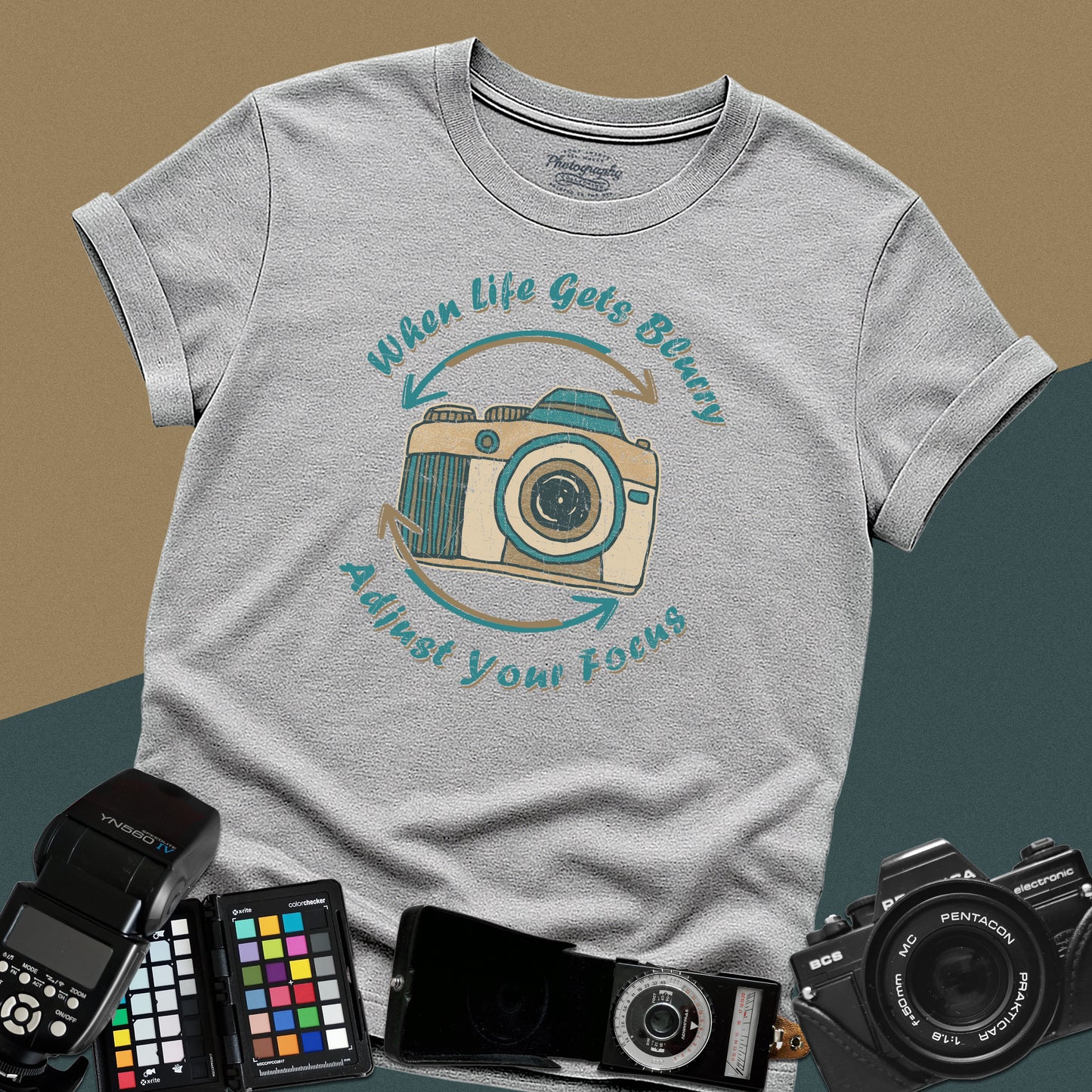 0063. When Life Gets Blurry Adjust Your Focus Retro Photo Camera Unisex T-Shirt